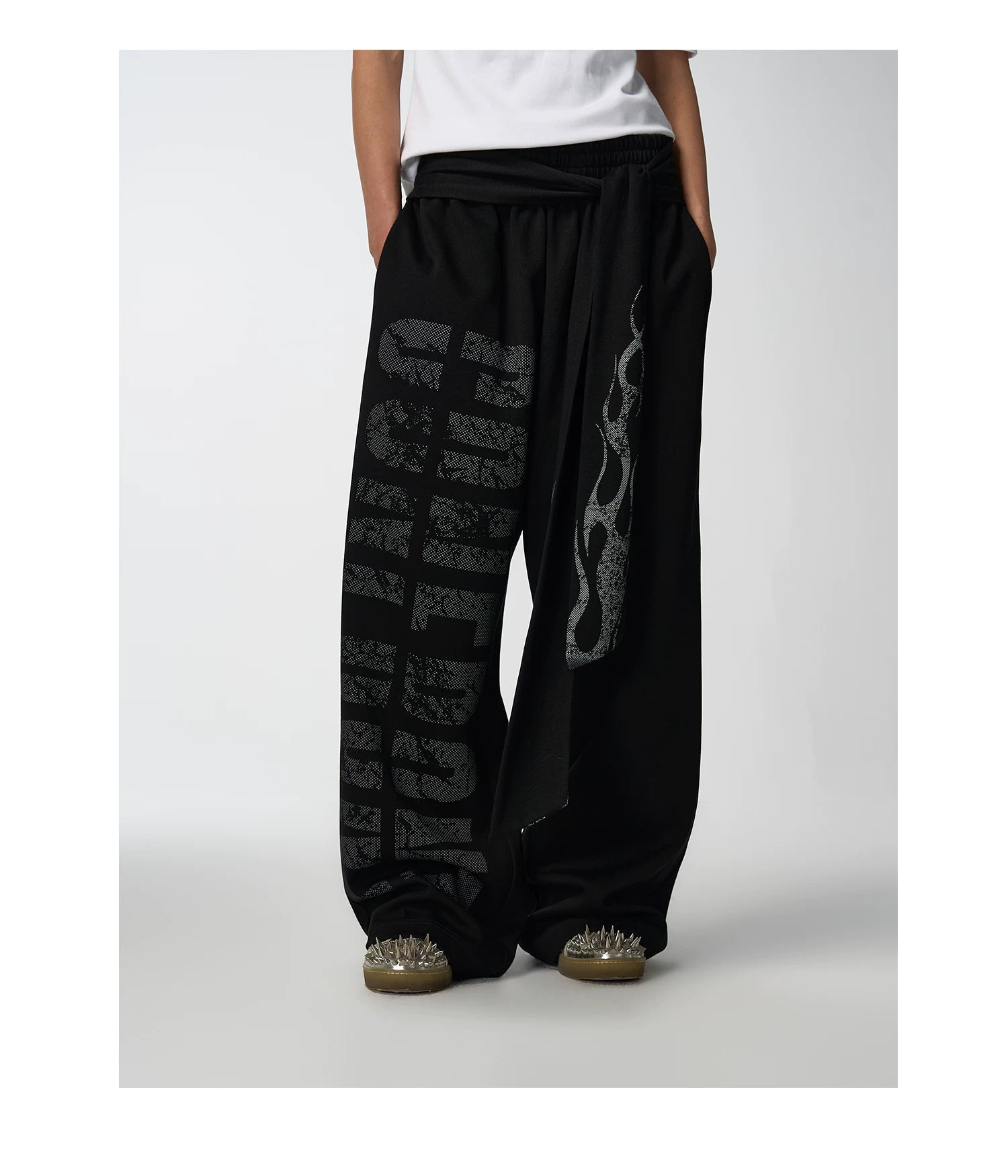 Fight Night Ribbon Flame Slogan Sweatpants