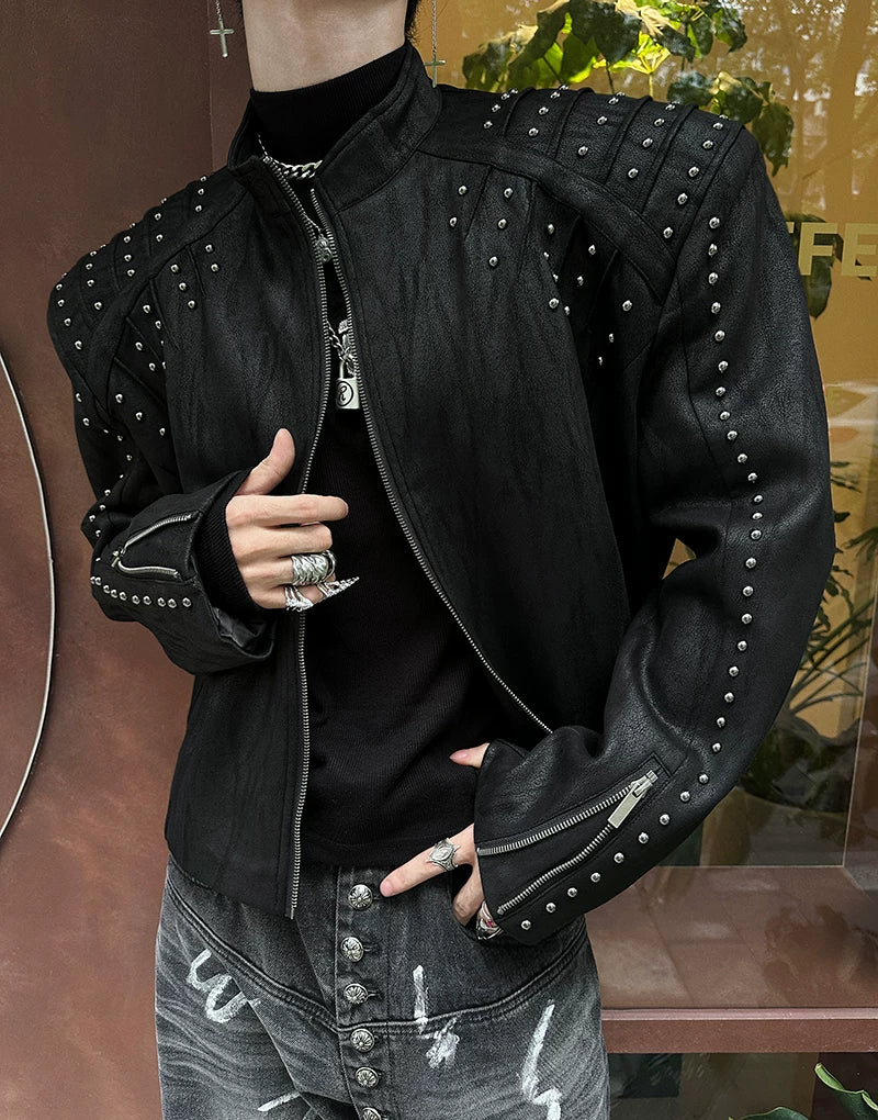 Shrapnel Studded Zip Jacket