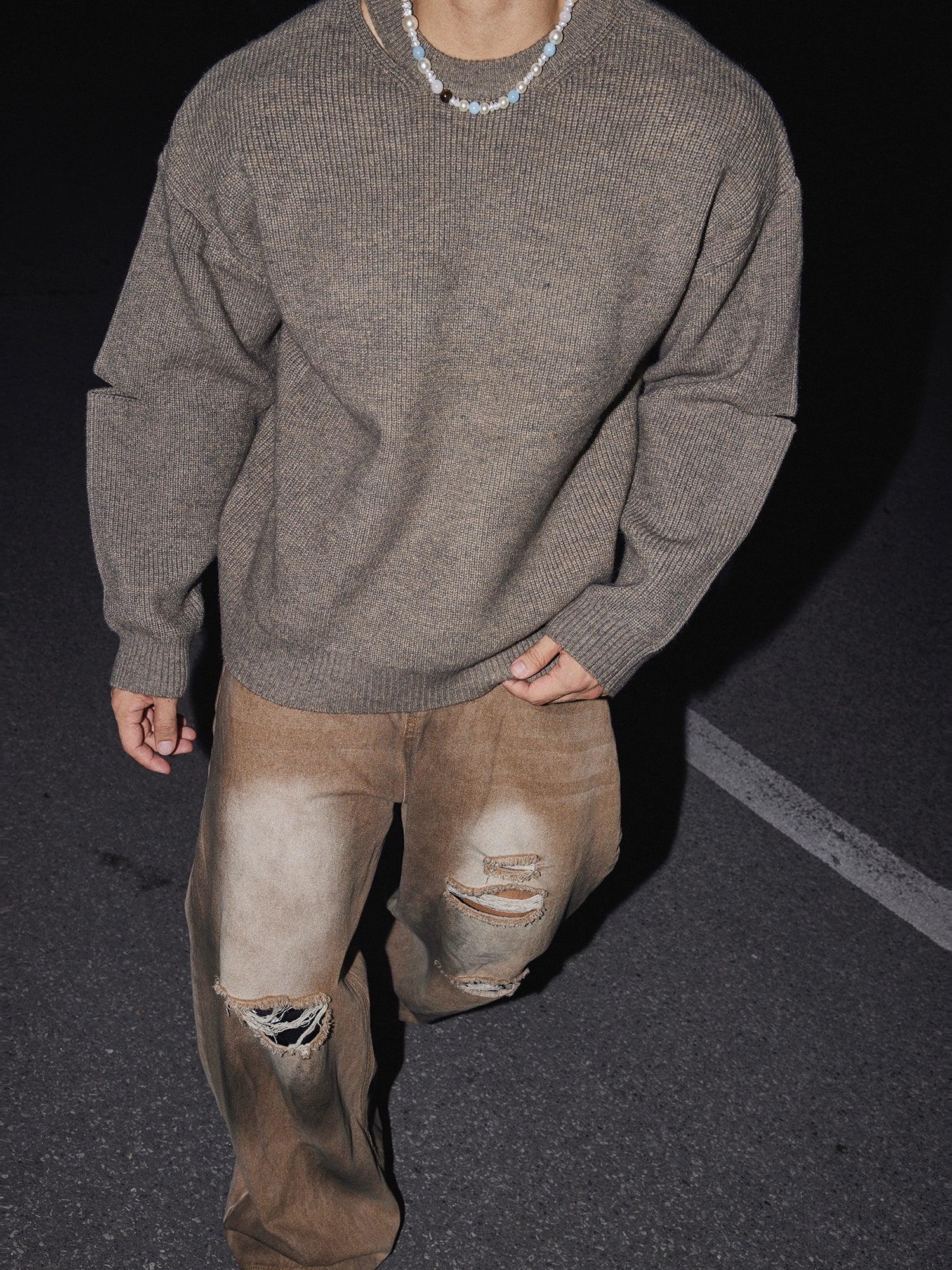 Relaxed Cutout Knit Sweater