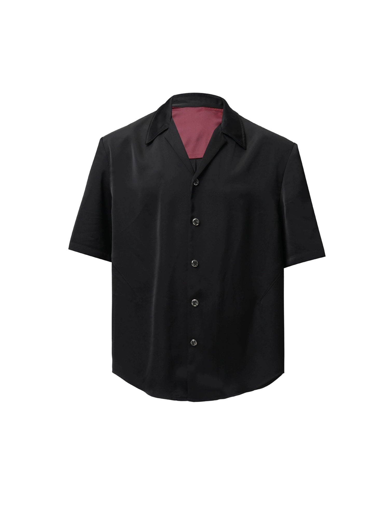 Short-Sleeve Satin Cuban Shirt