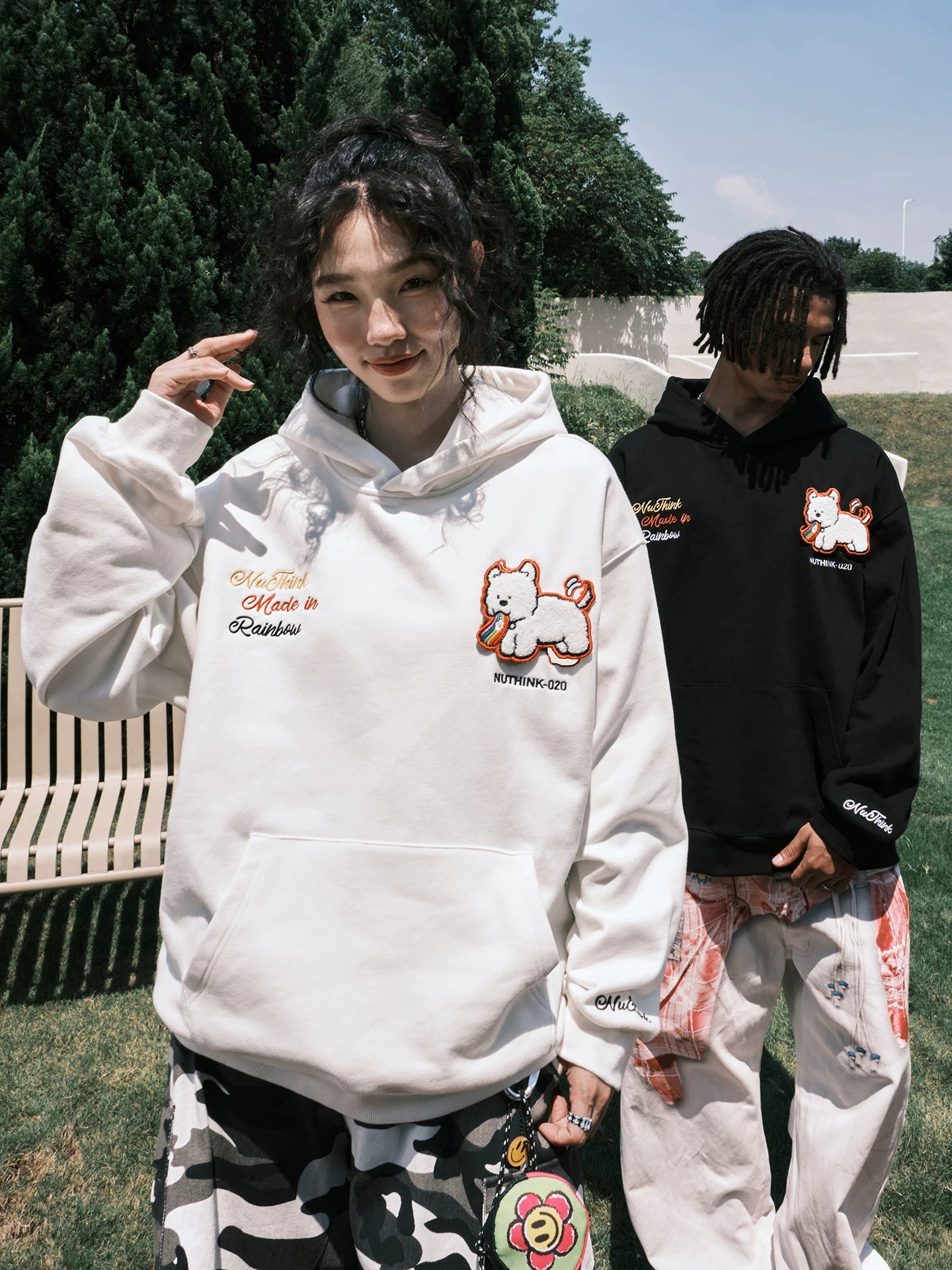 Embroidered Dog Graphic Oversized Pullover Hoodie