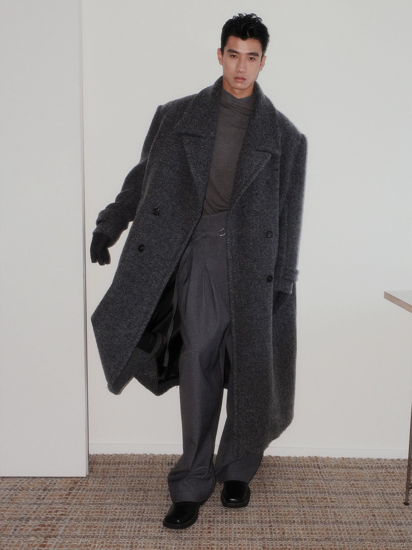 MidnightPlume Textured Wool Overcoat
