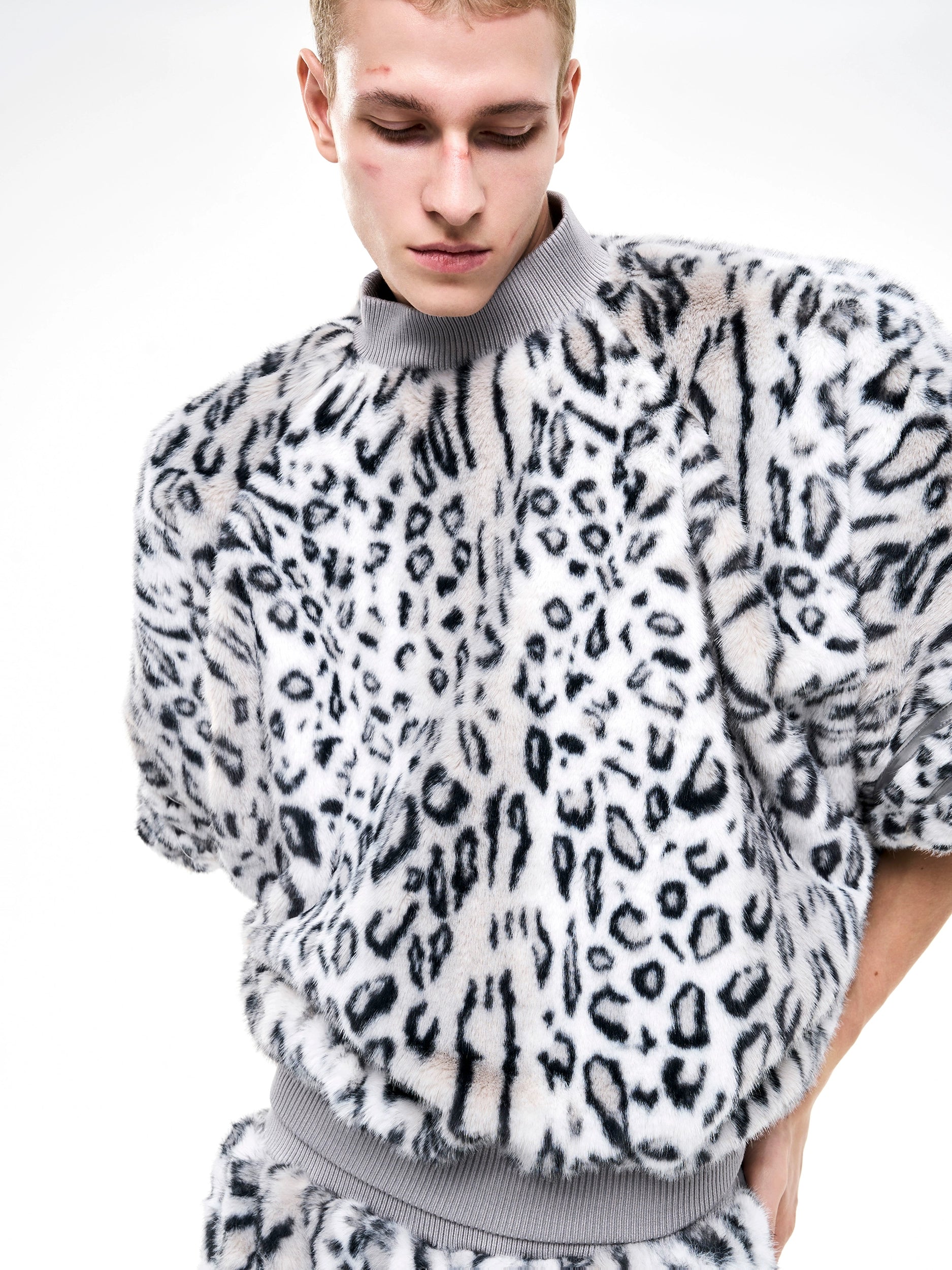 Leopard Print Faux Fur Top and Pants Setup