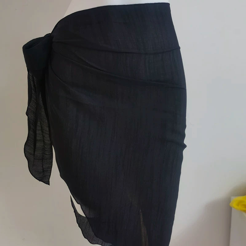 Sunburst Sheer Tie-Front Beach Sarong