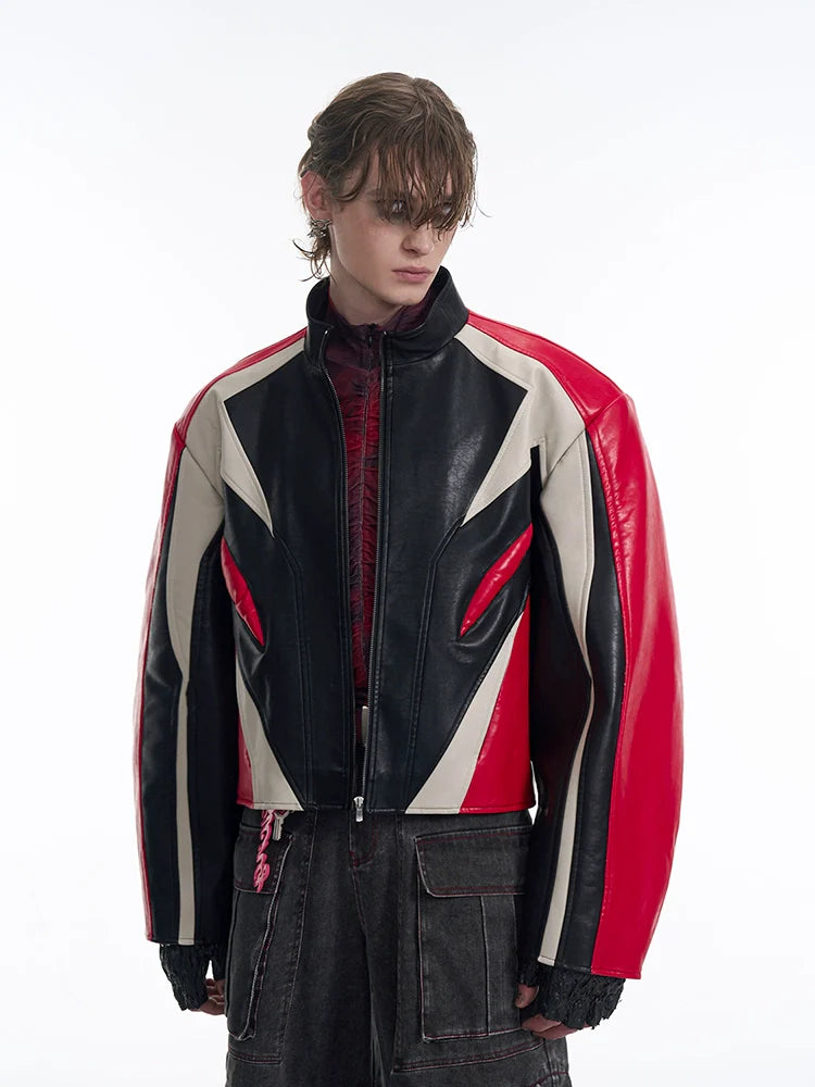 Tricolor Racing Leather Jacket