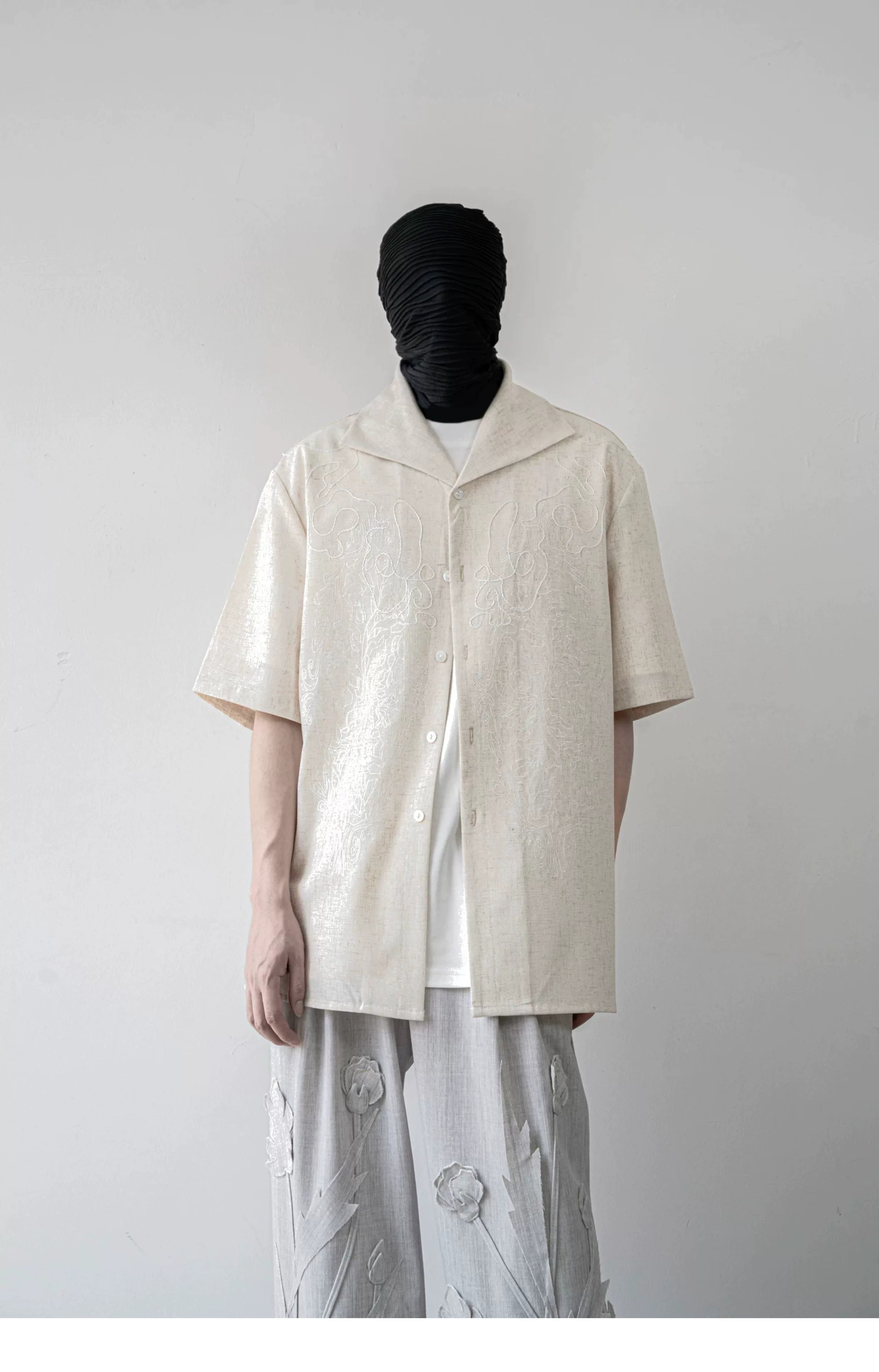 Linen Haze Scroll Camp Shirt