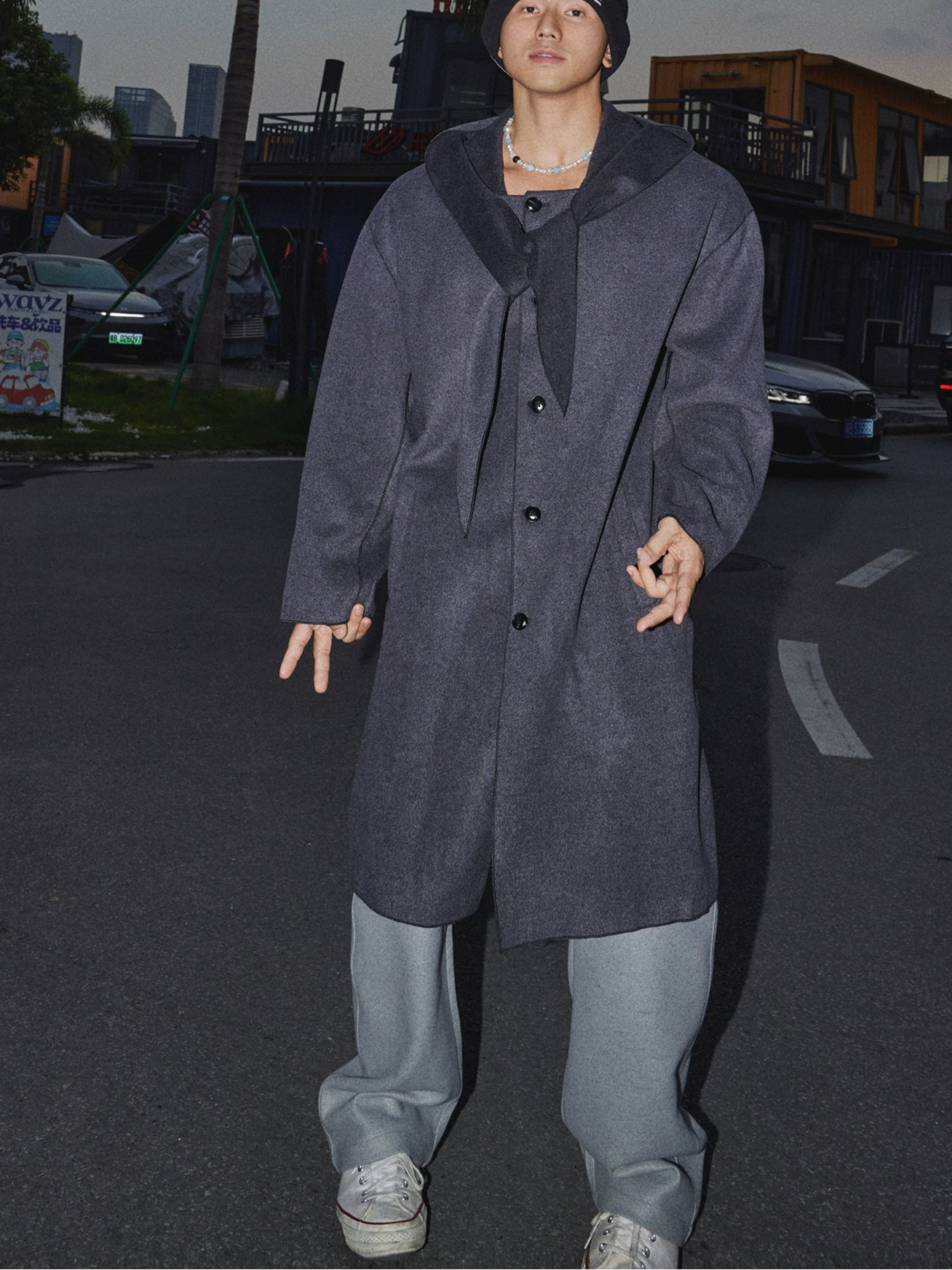 Midnight Drape Longline Wool Coat