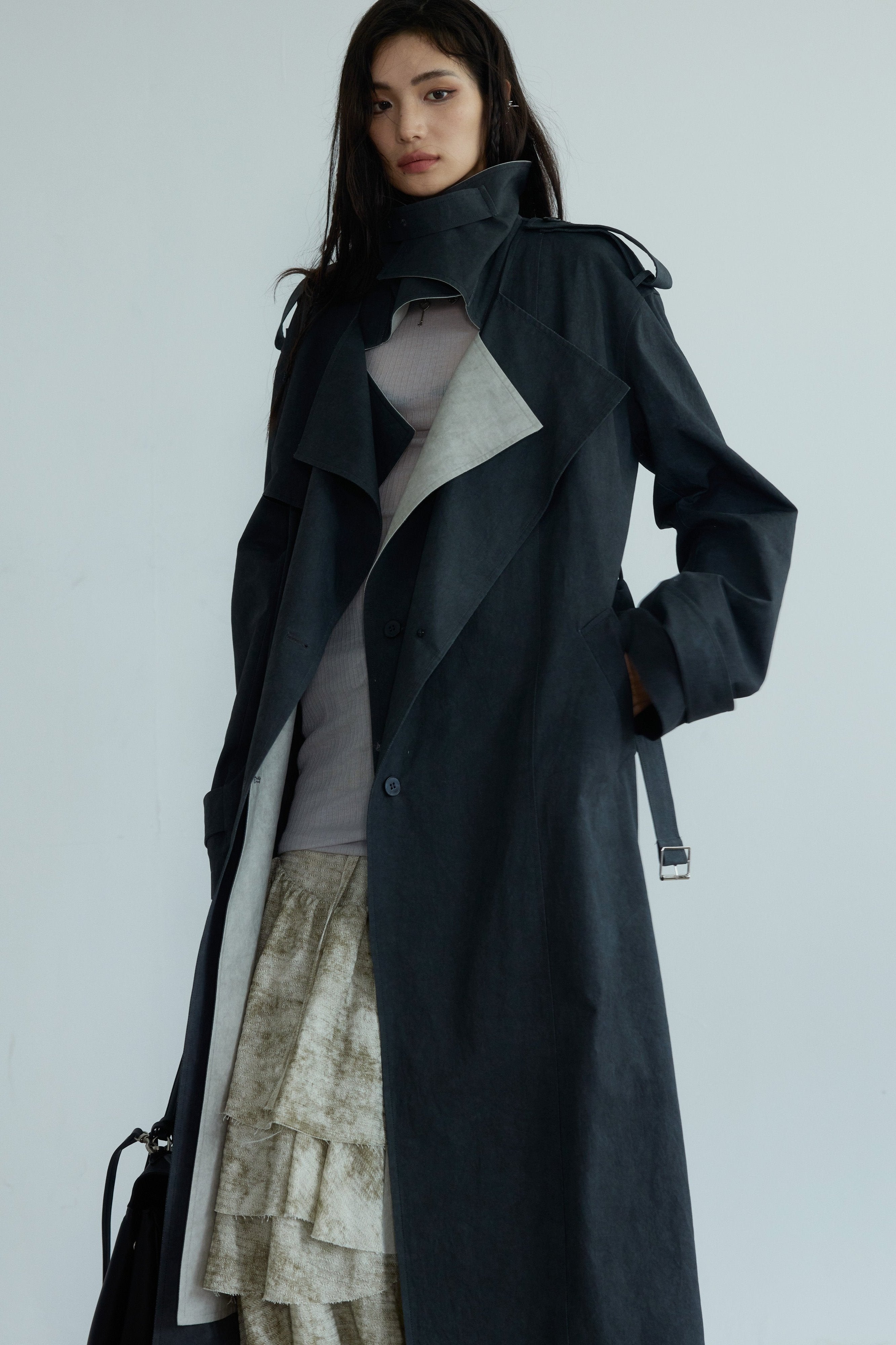 Two-Tone Oversized Trench Coat