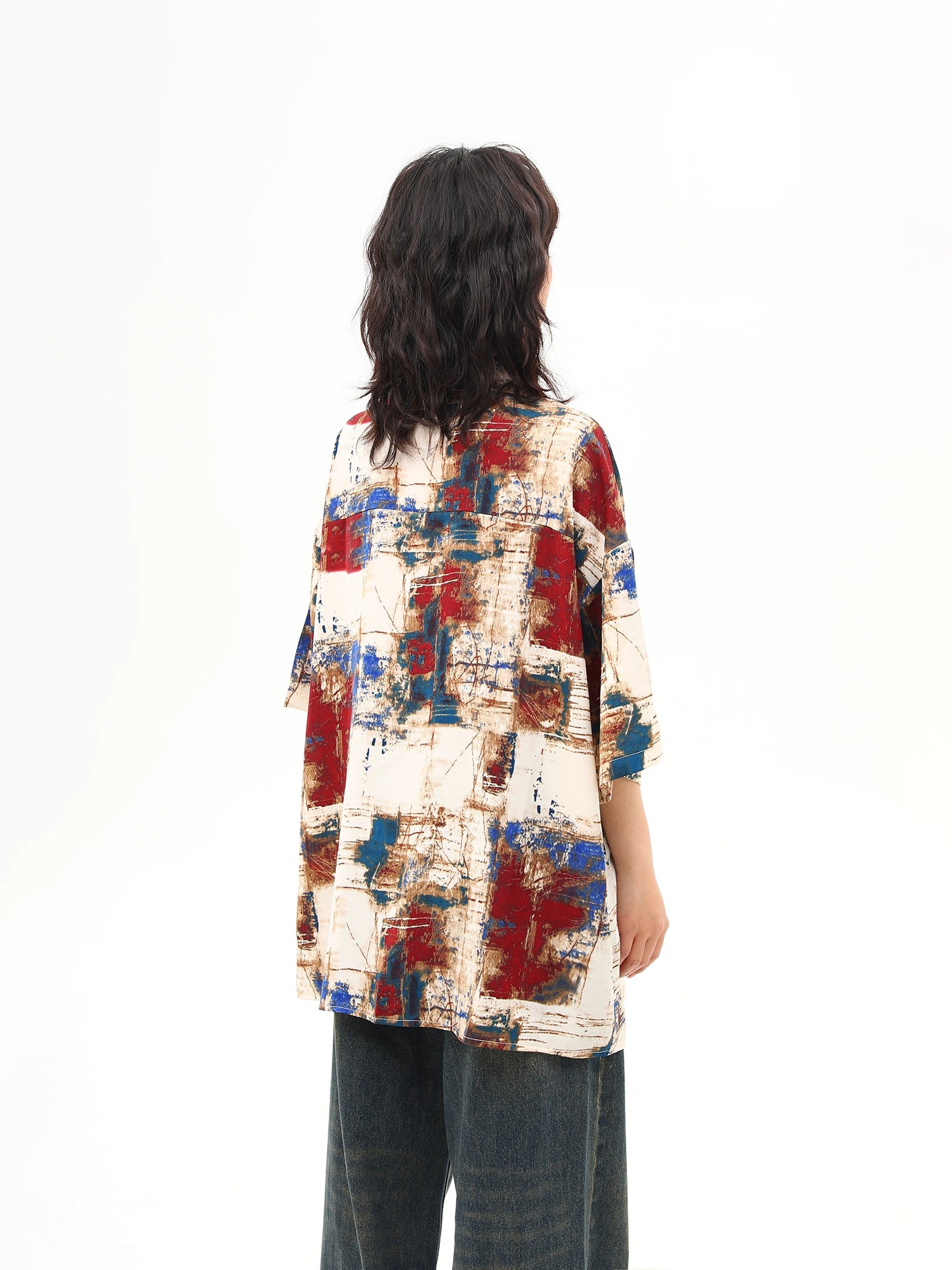 Abstract Print Oversized Shirt