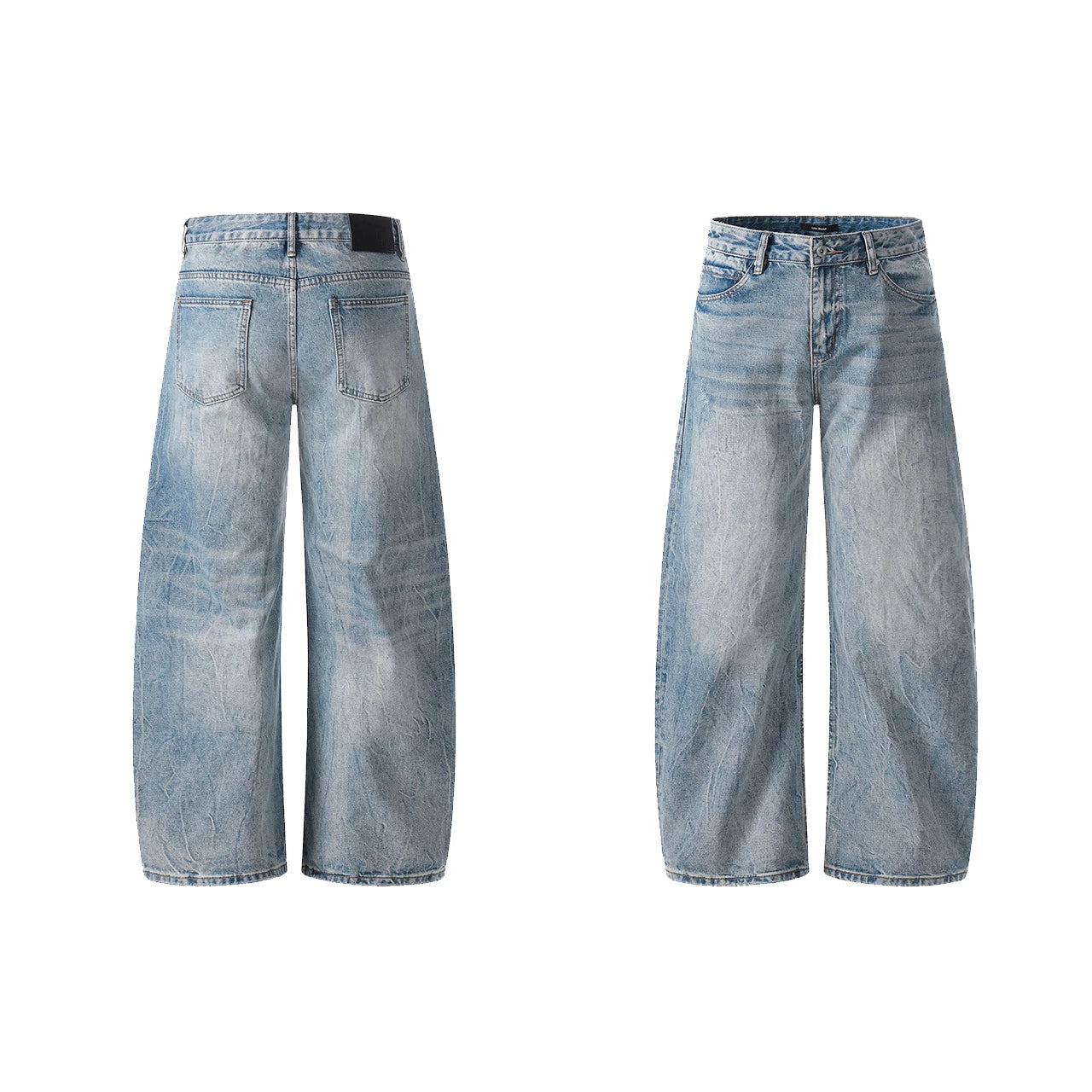 Vintage Wash Barrel-Leg Jeans