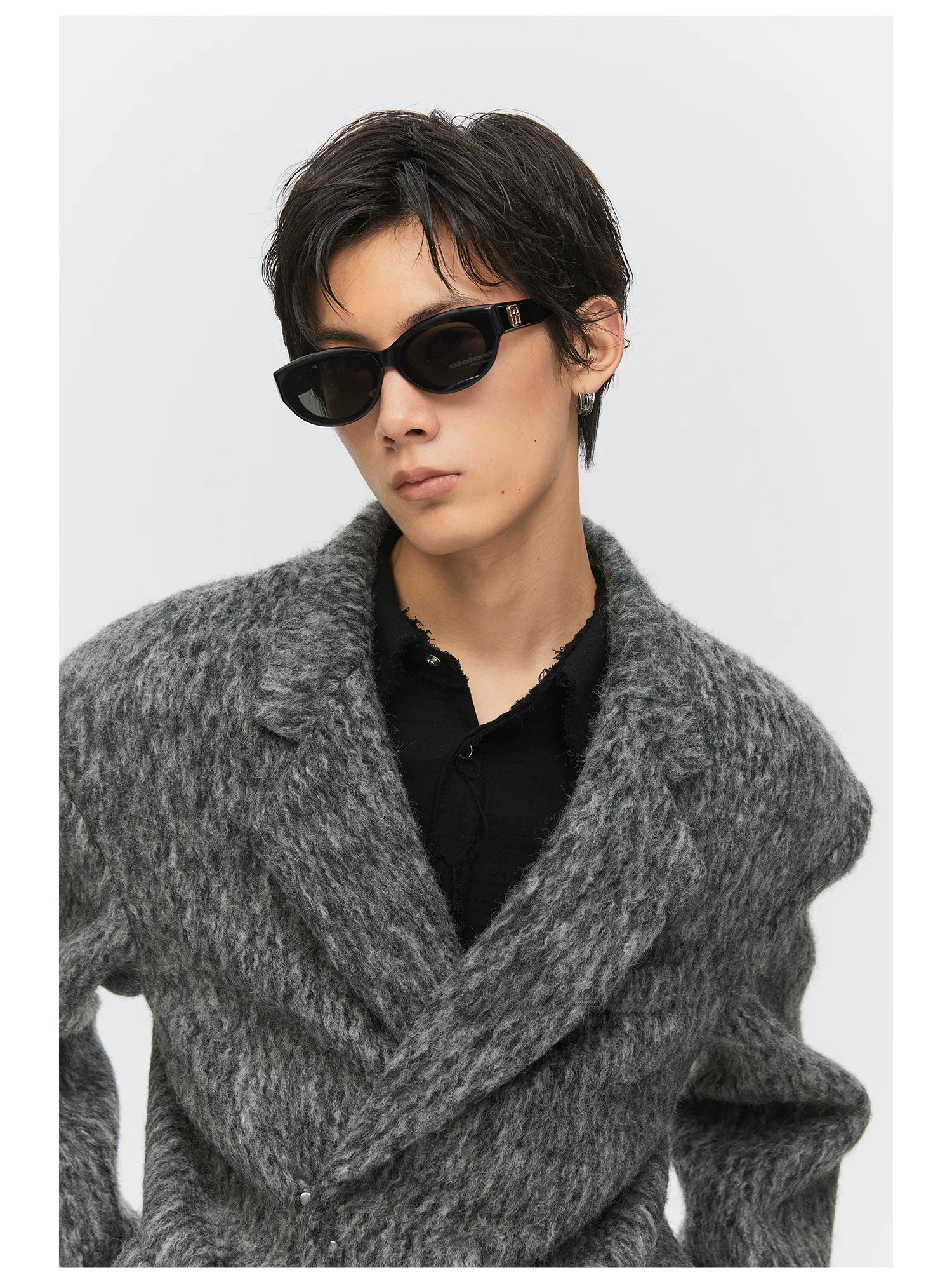 Charcoal Textured Knit Blazer
