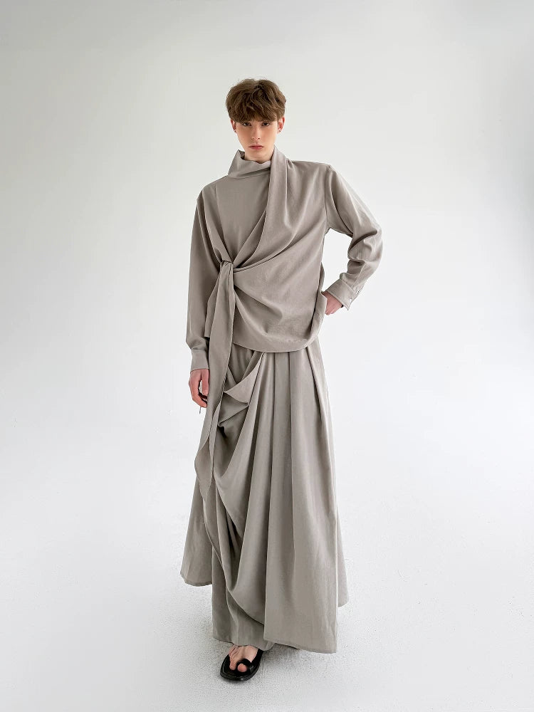 Stone Drape Layered Pants