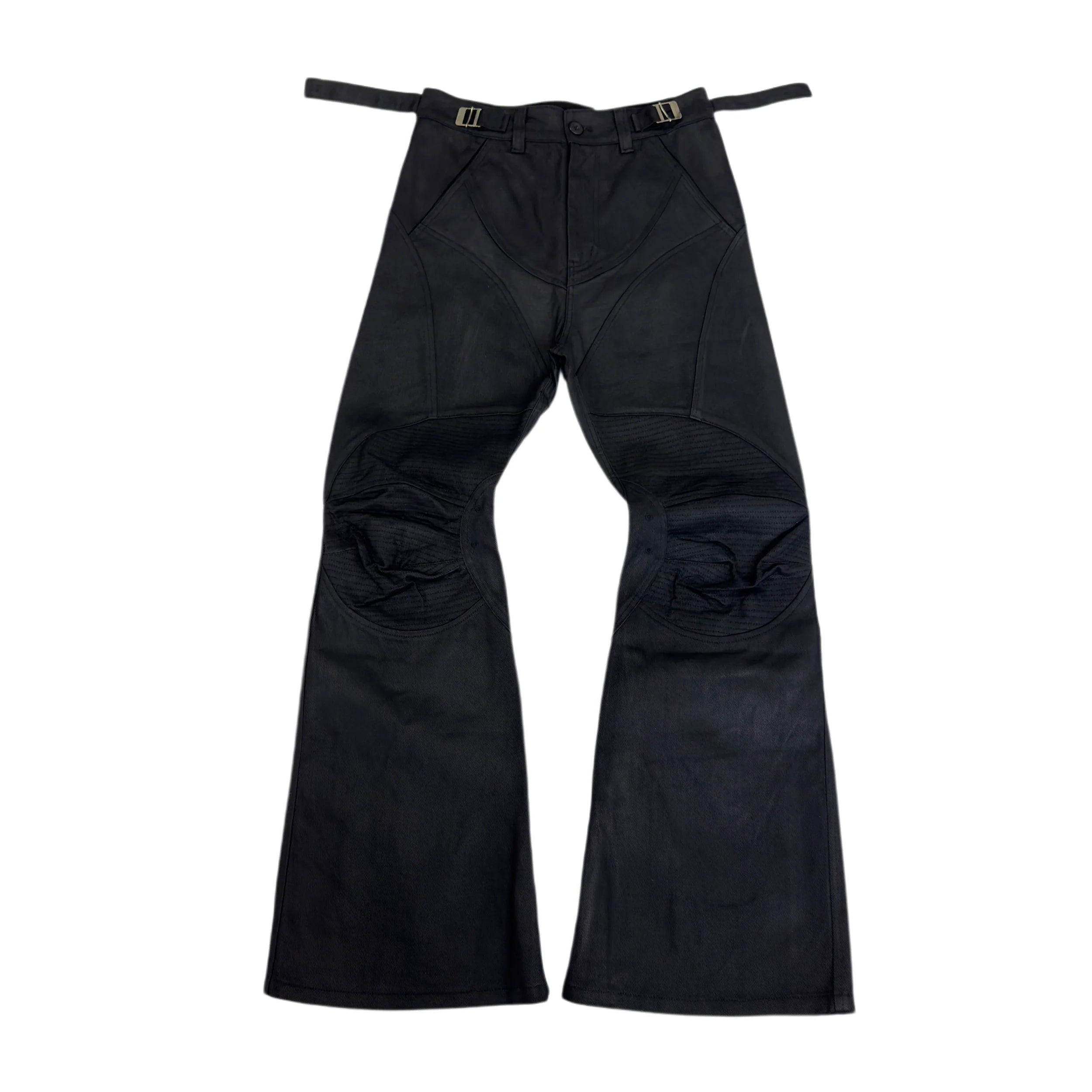 Black Moto-Panel Stacked Cargo Jeans
