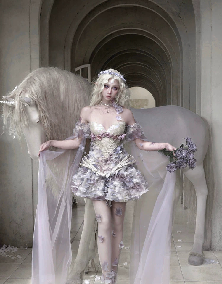 Petal Appliqué Sheer Skirt