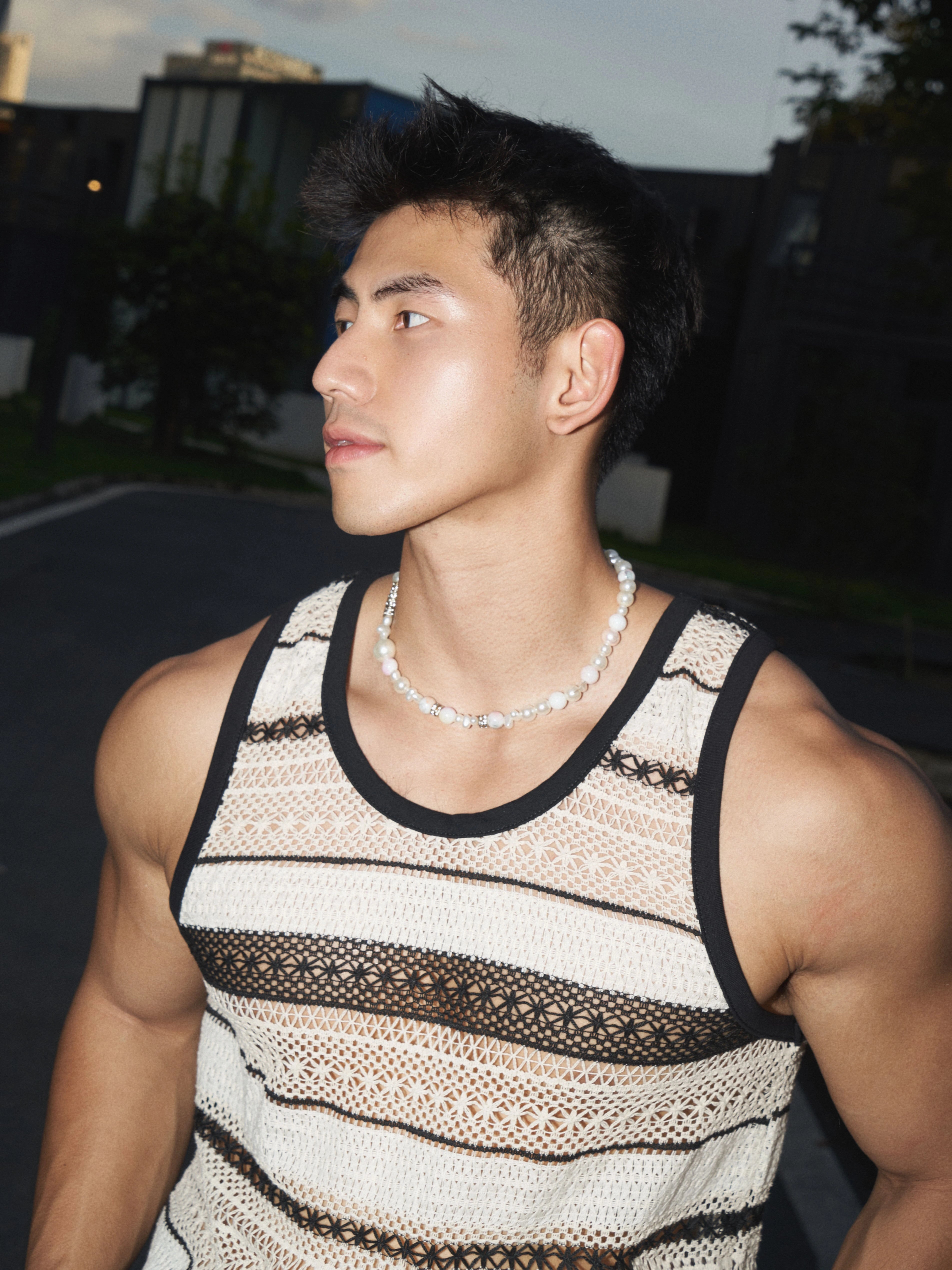 Striped Mesh Tank Top