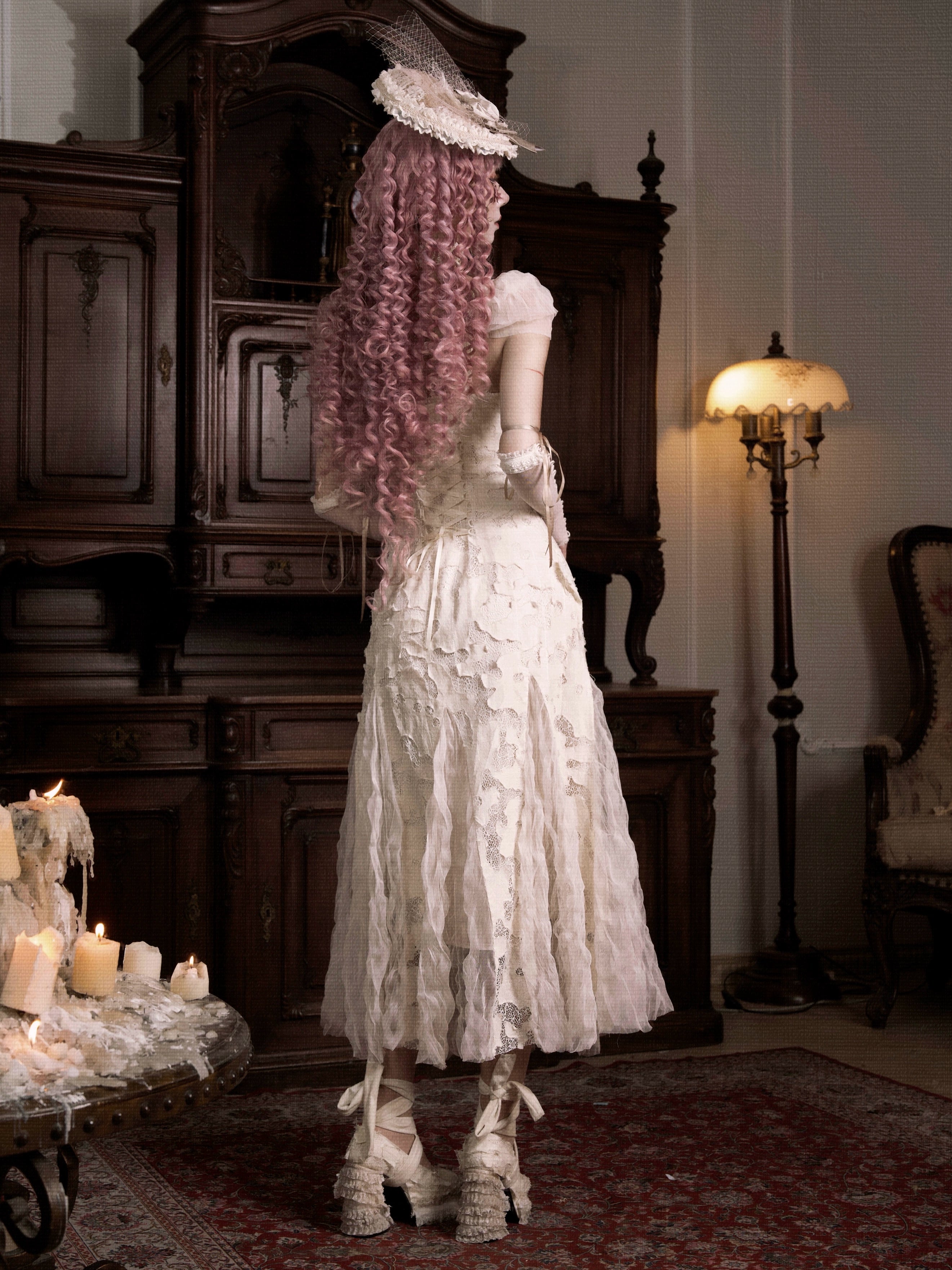 Vintage Lace Heart Cutout Gown