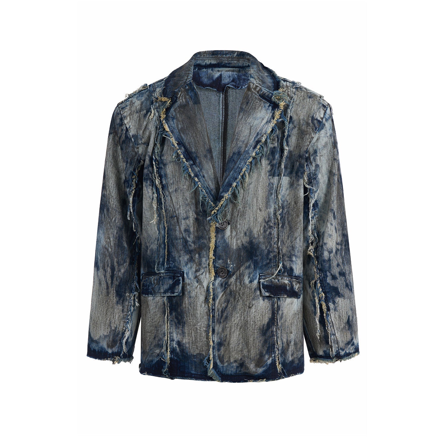 Distressed Dark Denim Blazer Jacket