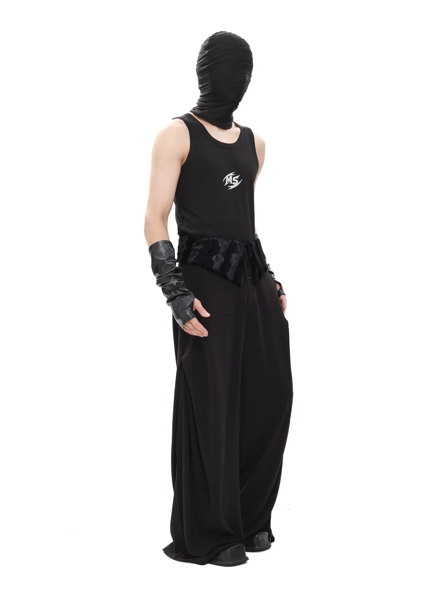 Midnight Plush Yoke Wide-Leg Trousers