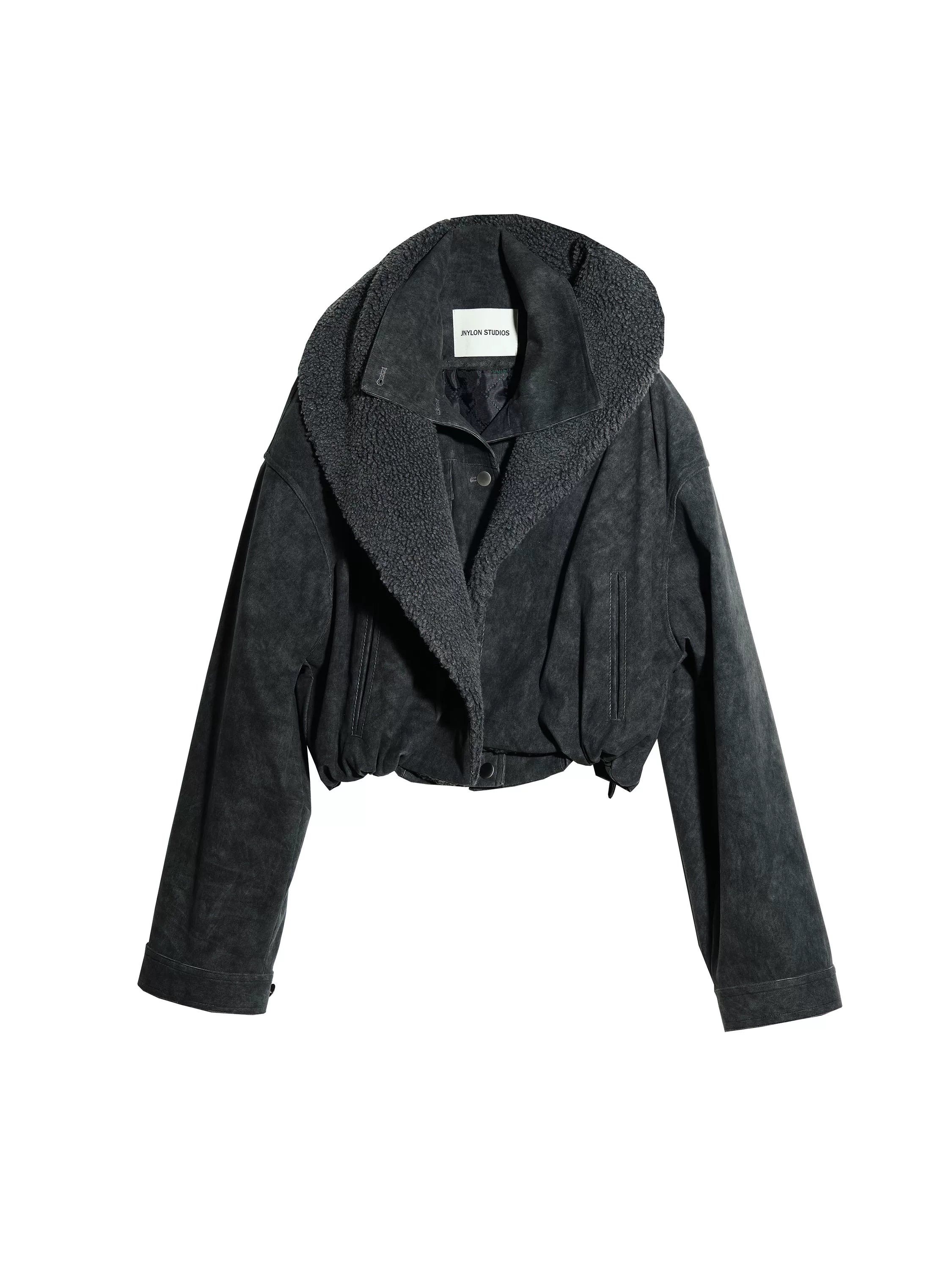 Midnight Shearling Cropped Jacket