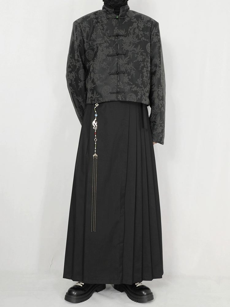 Black Jacquard Mandarin Jacket