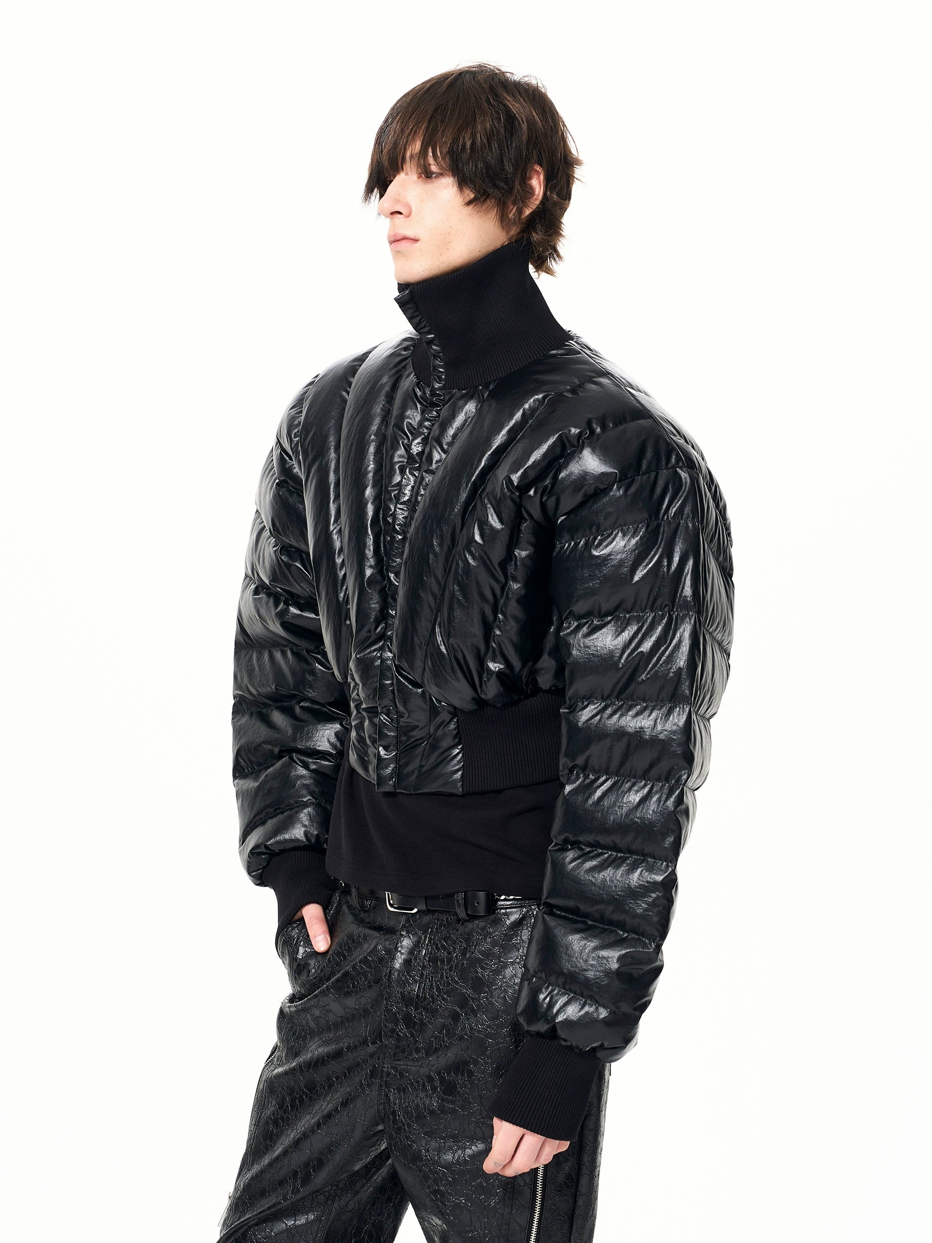 Raven Shell Armored Puffer Jacket