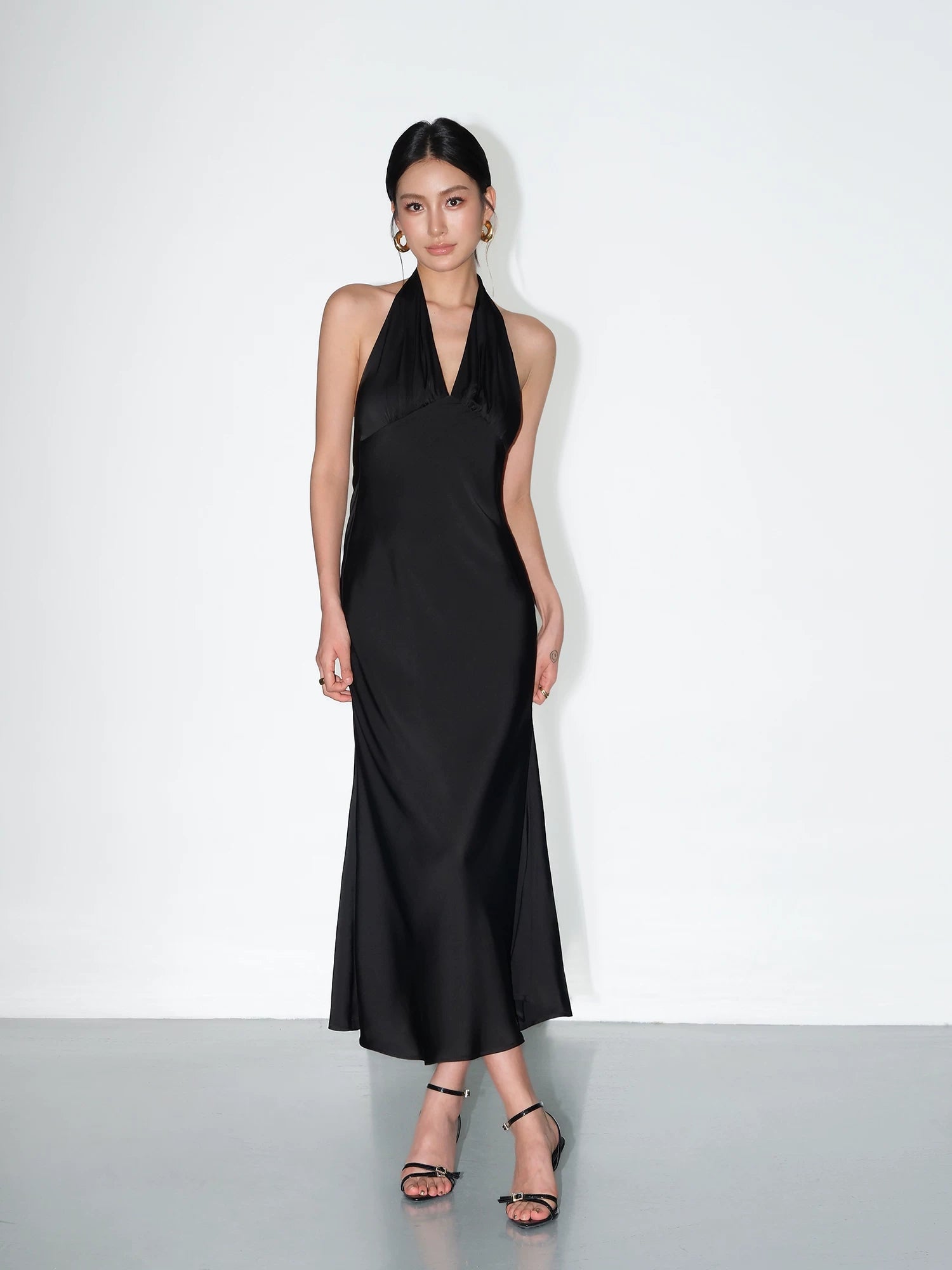 Backless Halter Satin Slip Dress