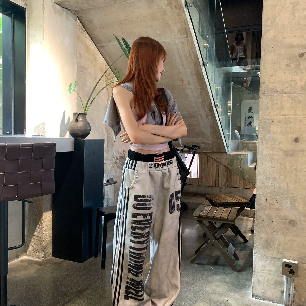 ウォーキング・ランニングウェア 90S 00S  Track Pants street y2k Grunge Relay 2000s Slogan Track Pants by DETW | Chiclara