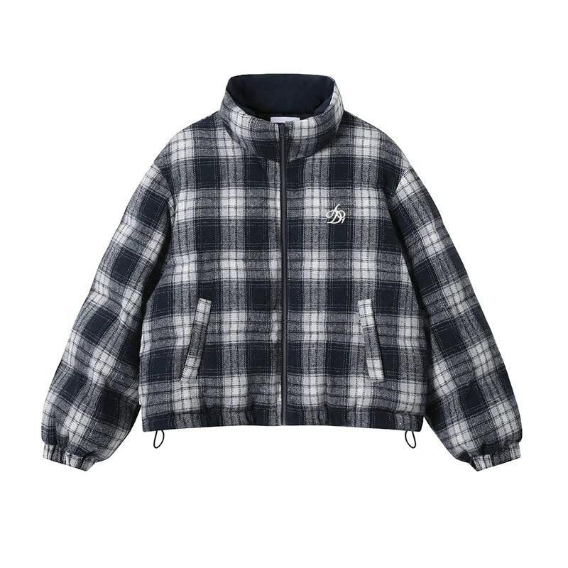 Plaid Fleece Bomber Jacket