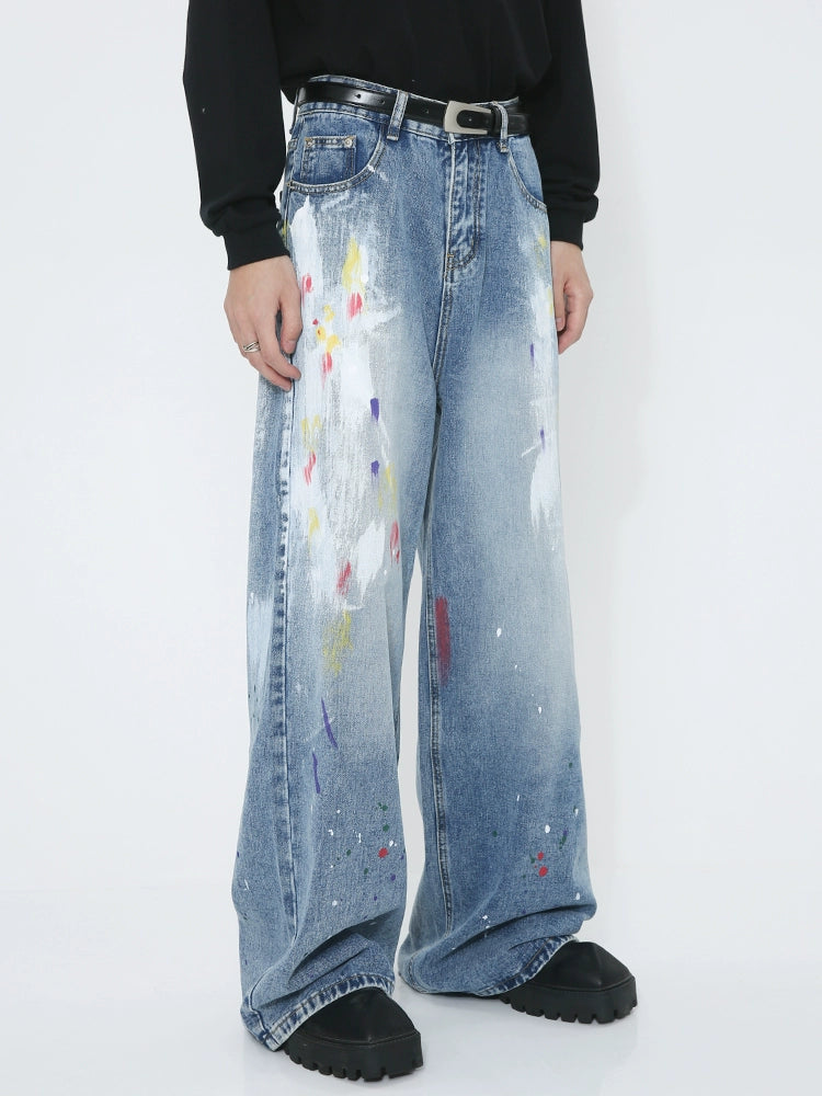 Voguo Relay Avant-Garde Splash Wide-Leg Jeans