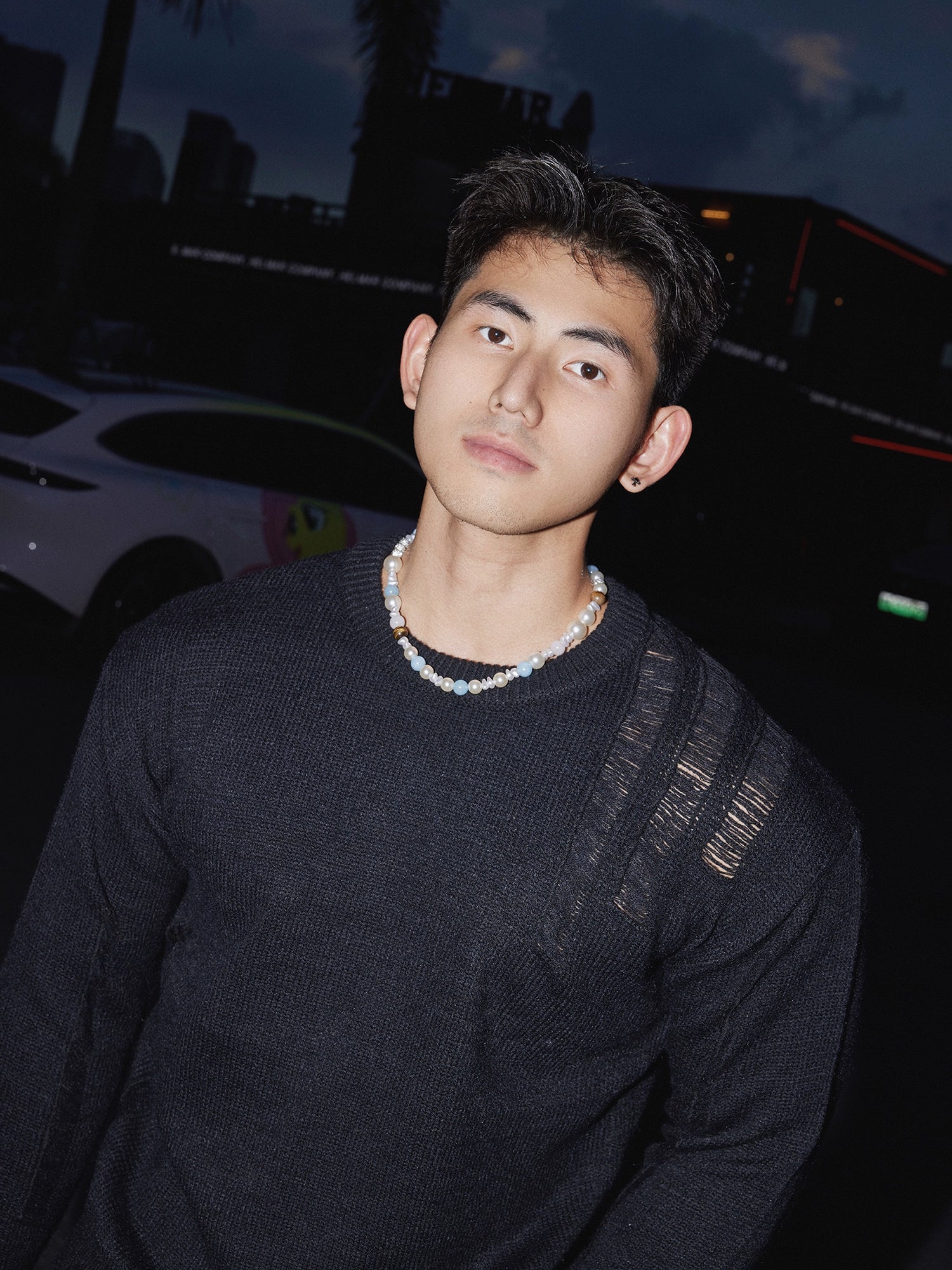 Misty Panel Textured Knit Sweater