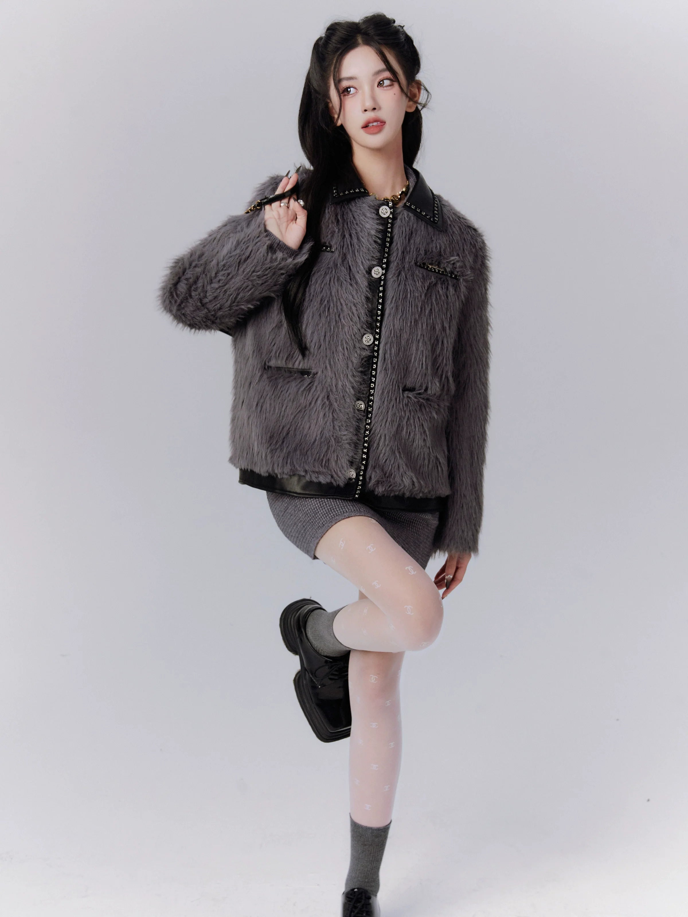 Luxe Faux Fur Button-Up Jacket by Fragile Heart