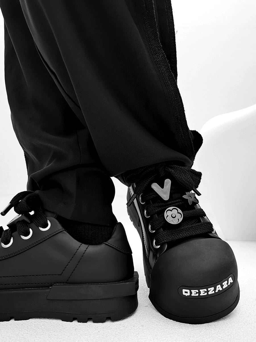 Chunky Black Platform Sneakers with Charms