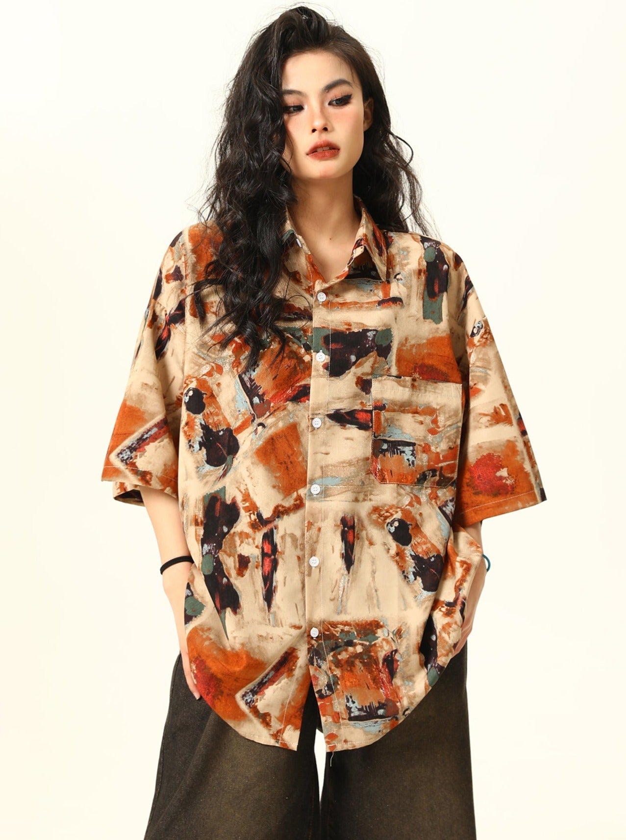 Abstract Paint Oversized Shirt