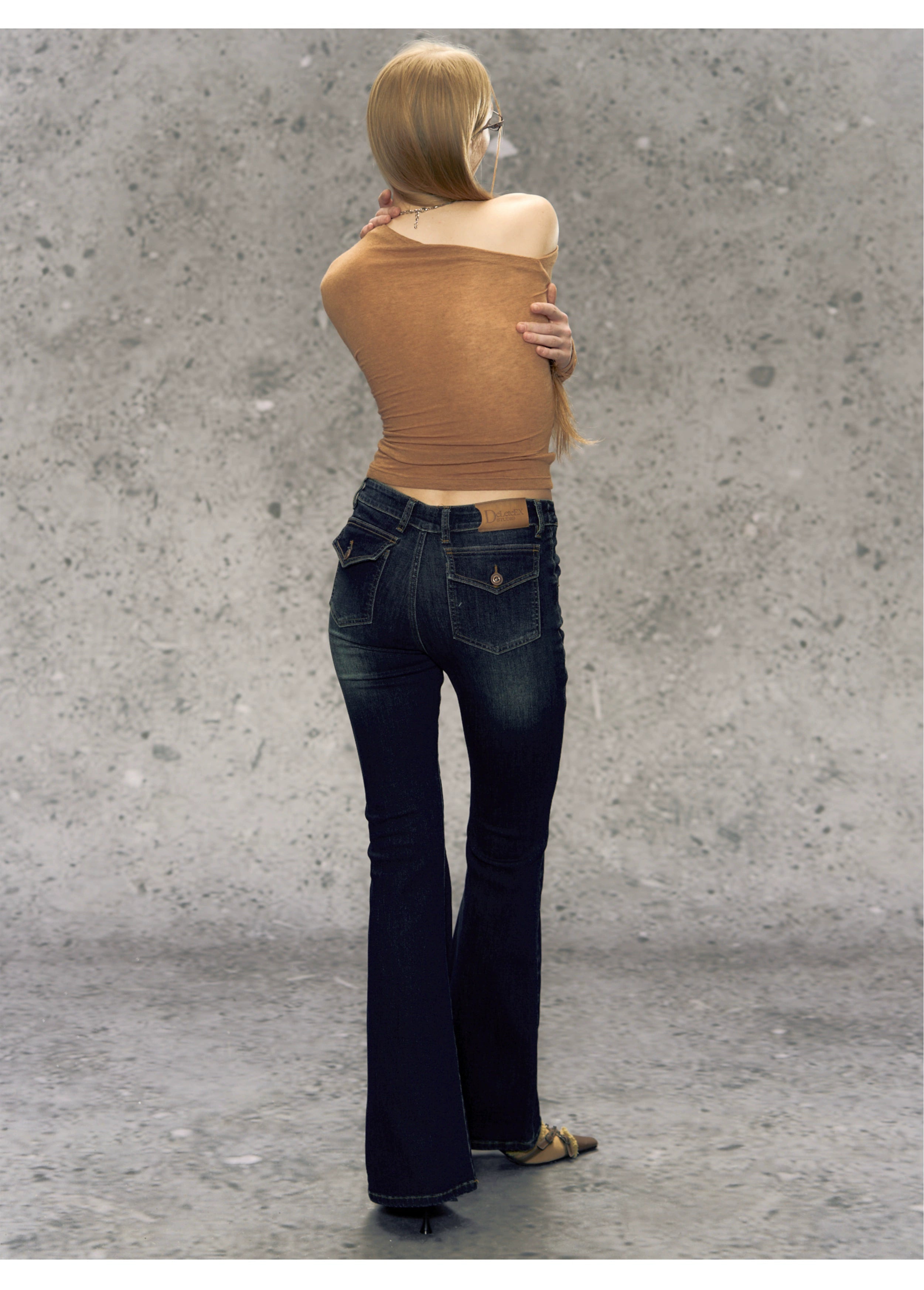 Black and Blue Two-tone Micro Flare Jeans