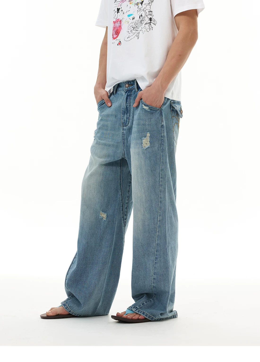 Ocean Fade Super‑Wide Jeans