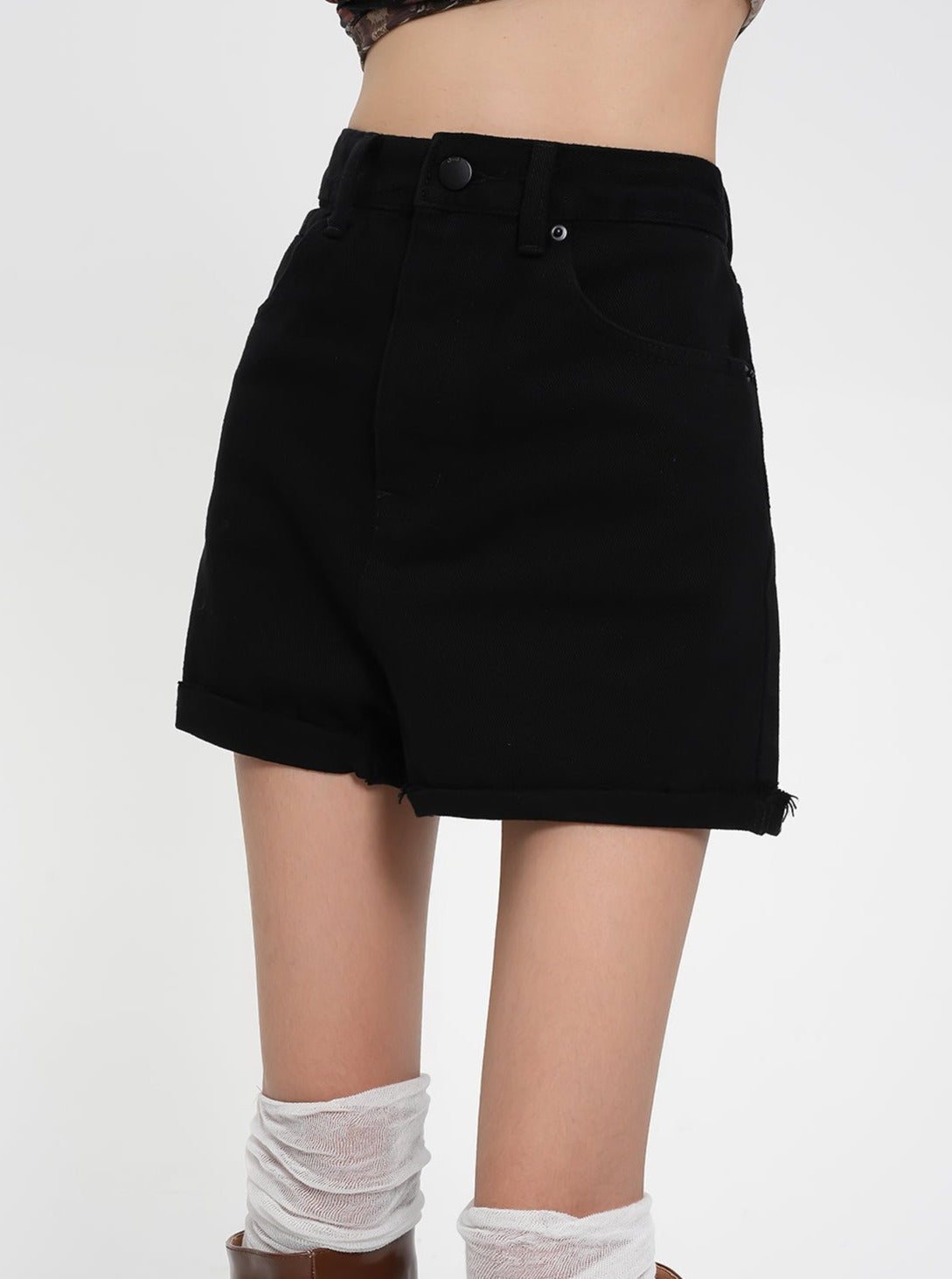 Black Bodycon Stretch Knit Shorts