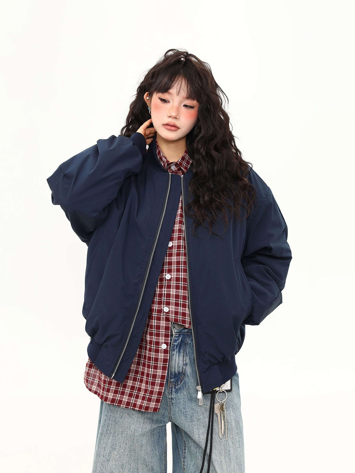 Midnight Campus Oversized Bomber Jacket