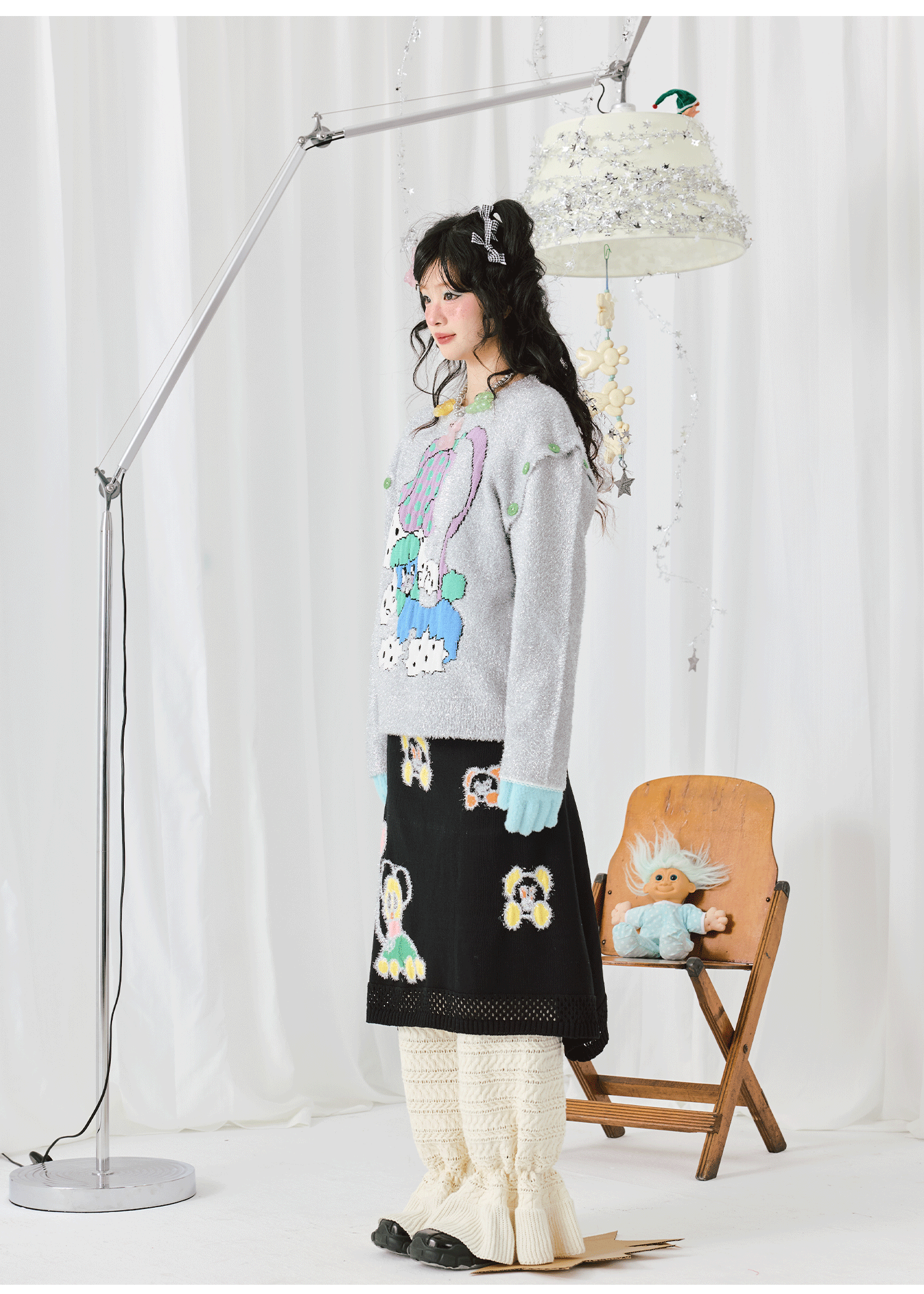 Fairy Tale Knit Sparkle Silver Sweater