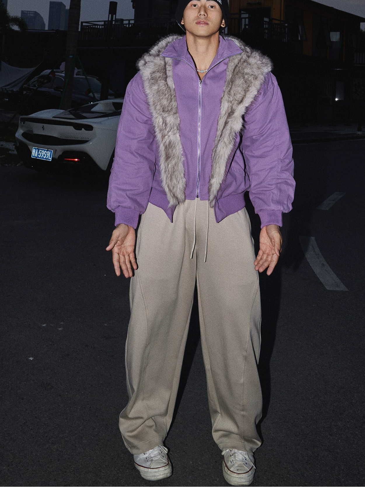 Frostline Faux Fur Panel Bomber Jacket