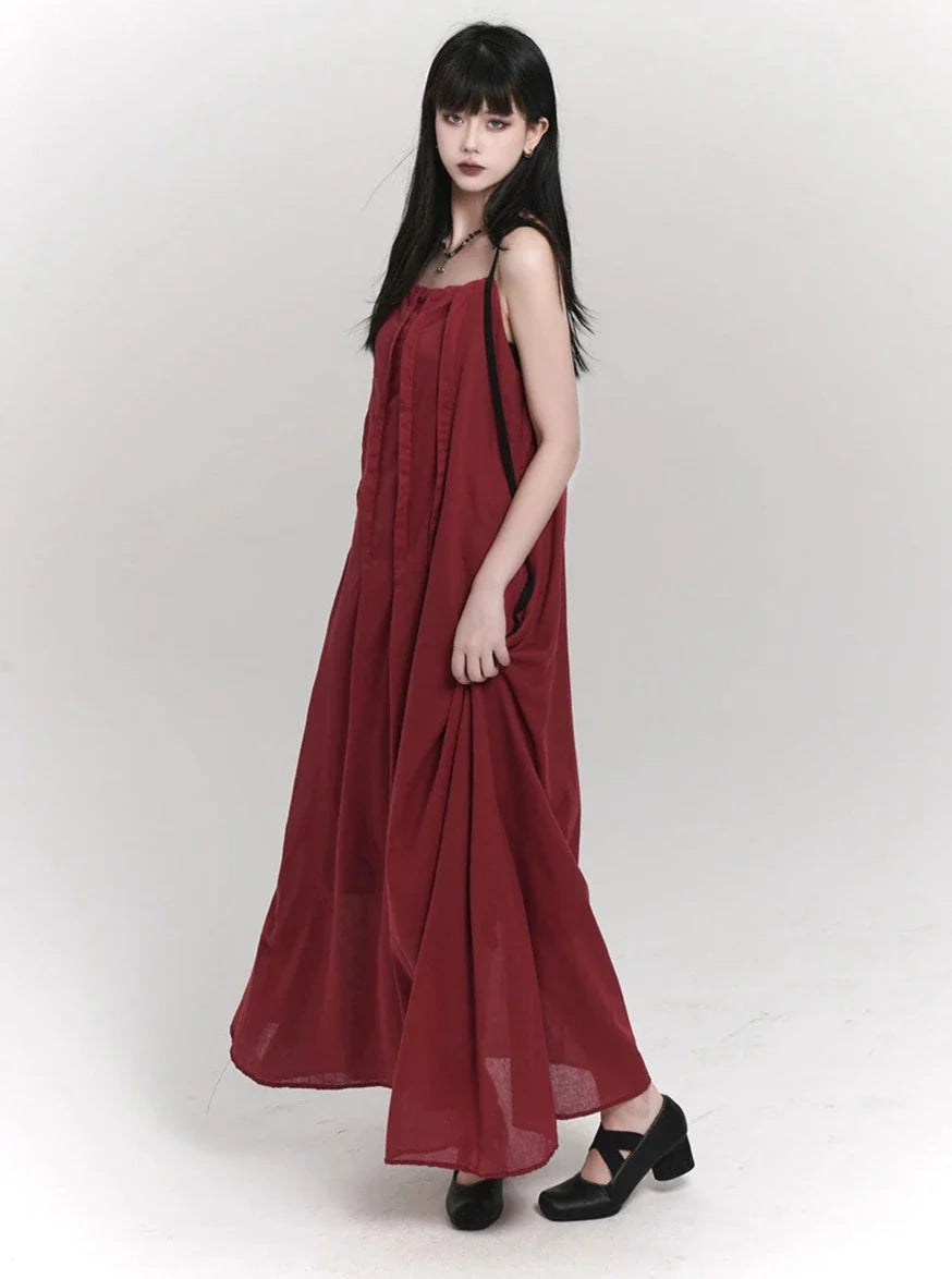 Strap Pleated Maxi Dress