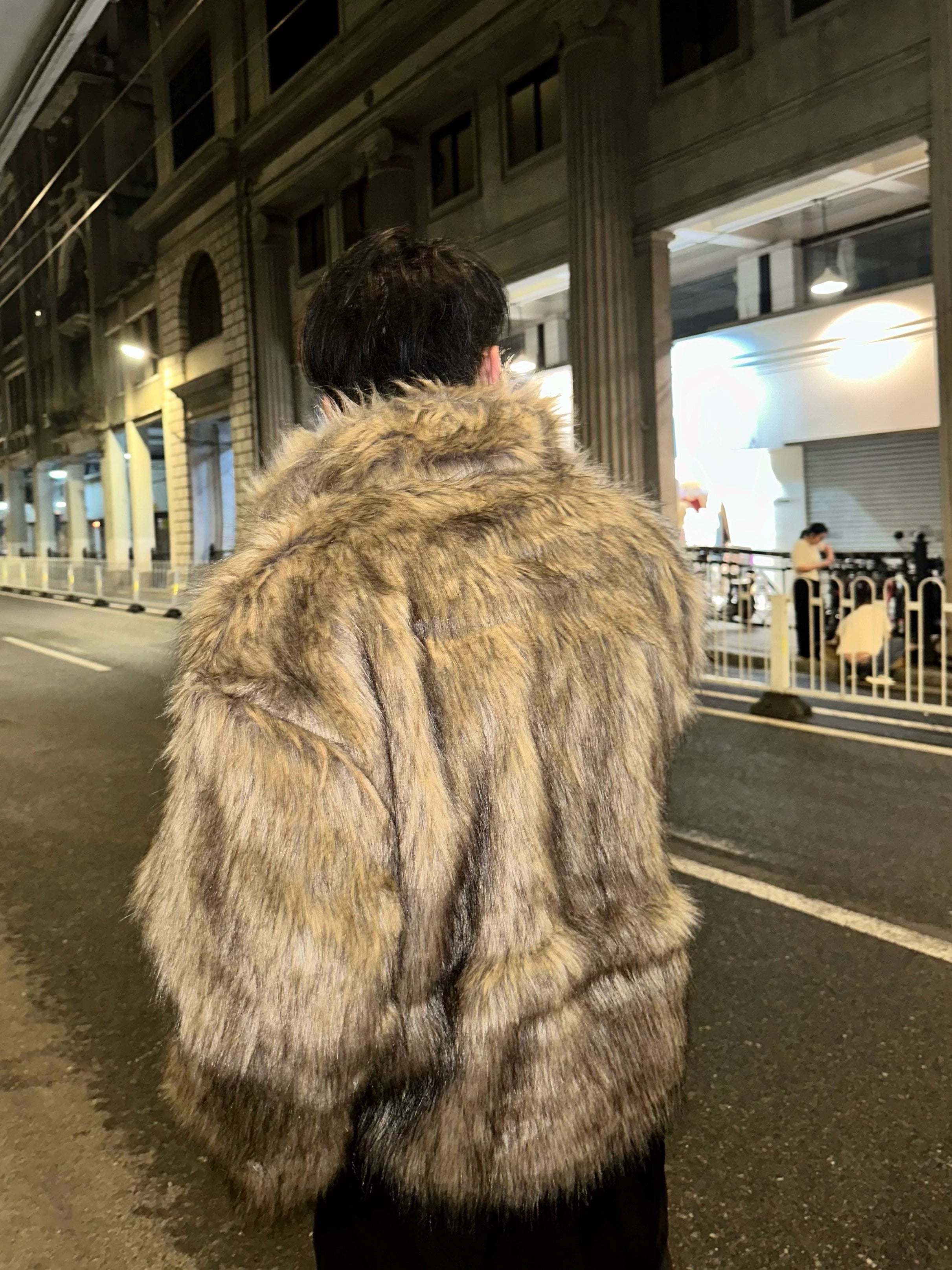 Brown Faux Fur Hooded Coat