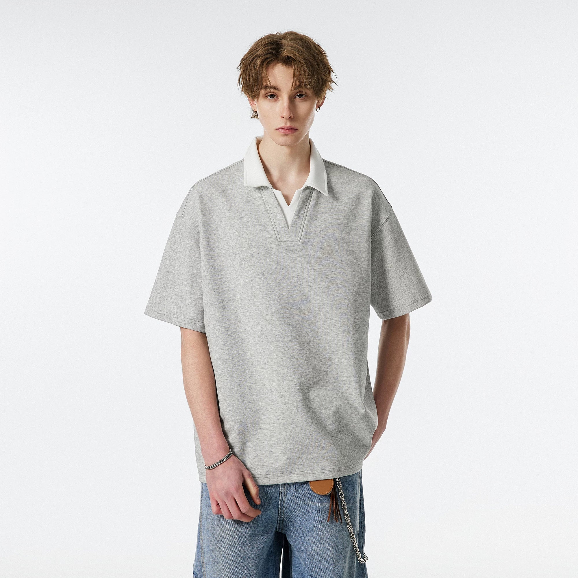 Contrast Collar Club Knit Polo Tee