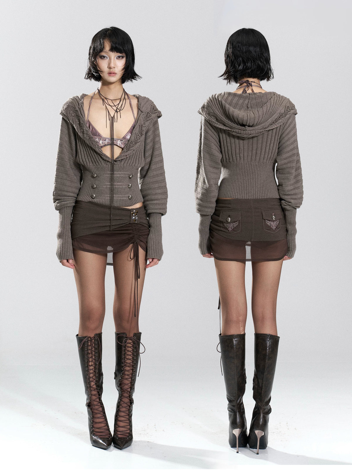 Eclipse Lace-Trim Corset Knit Top