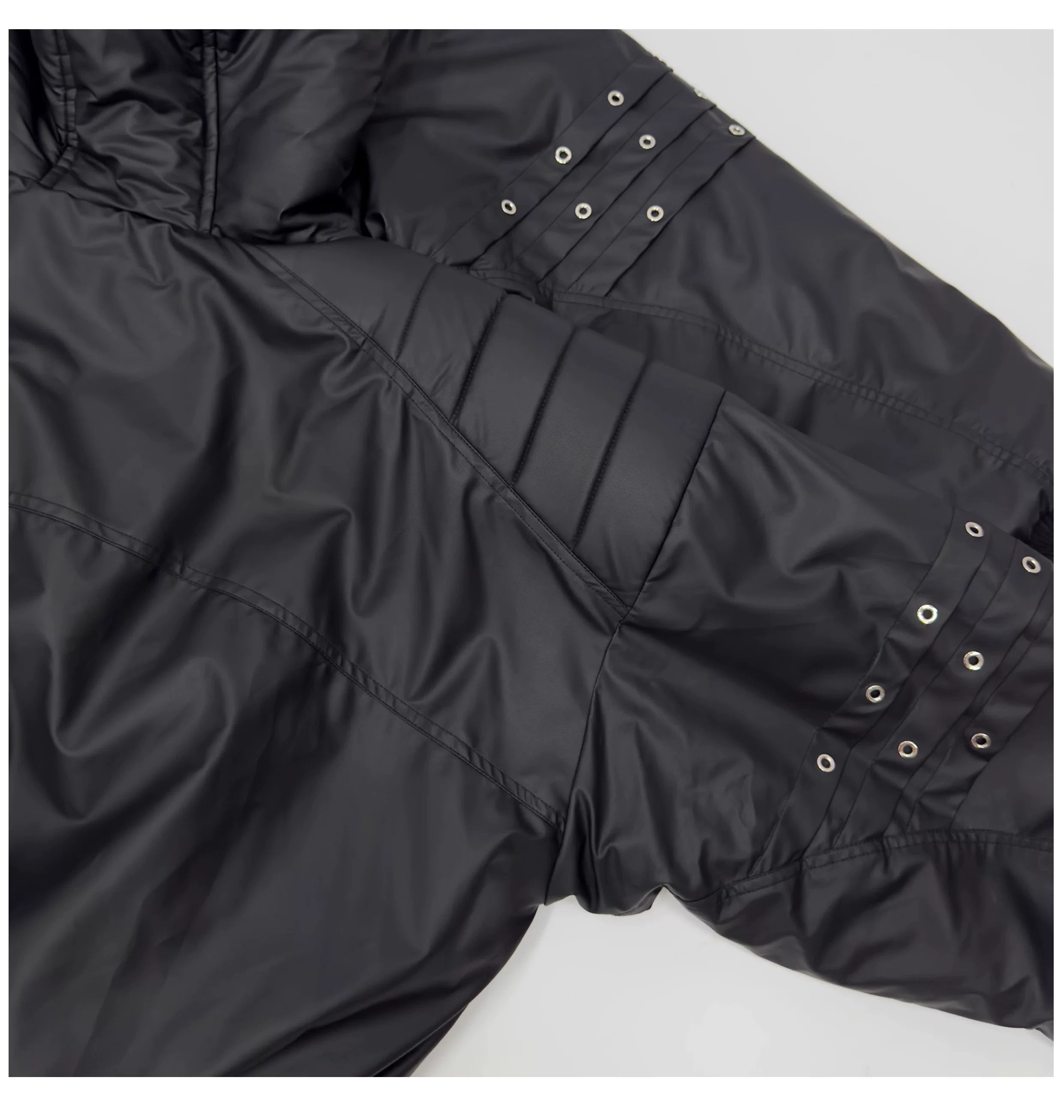 Midnight Rivet Hooded Puffer Bomber