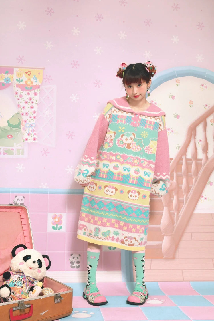 Sweet Panda Fair Isle Sailor Dress