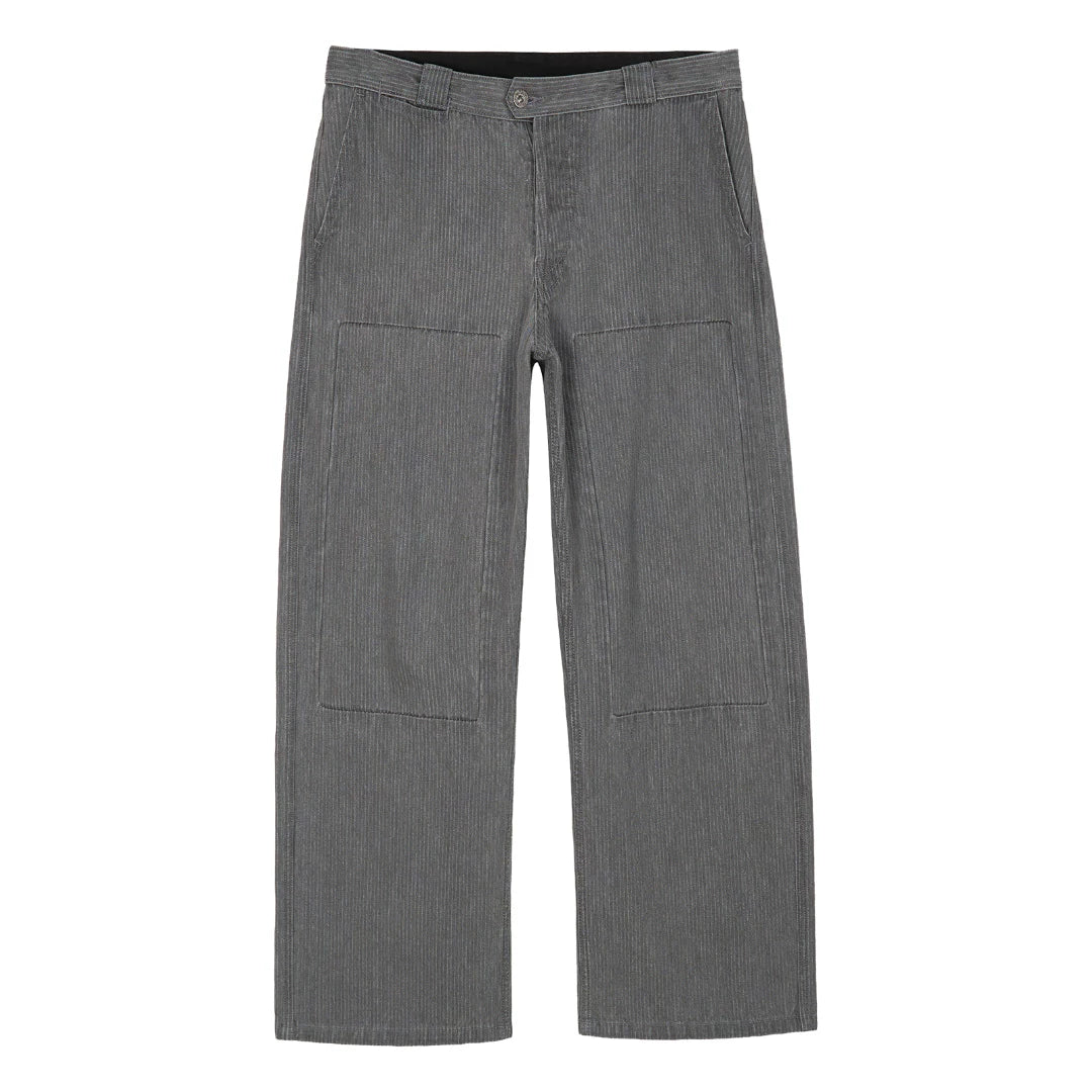 Gray Straight-Leg Patch Pocket Pants