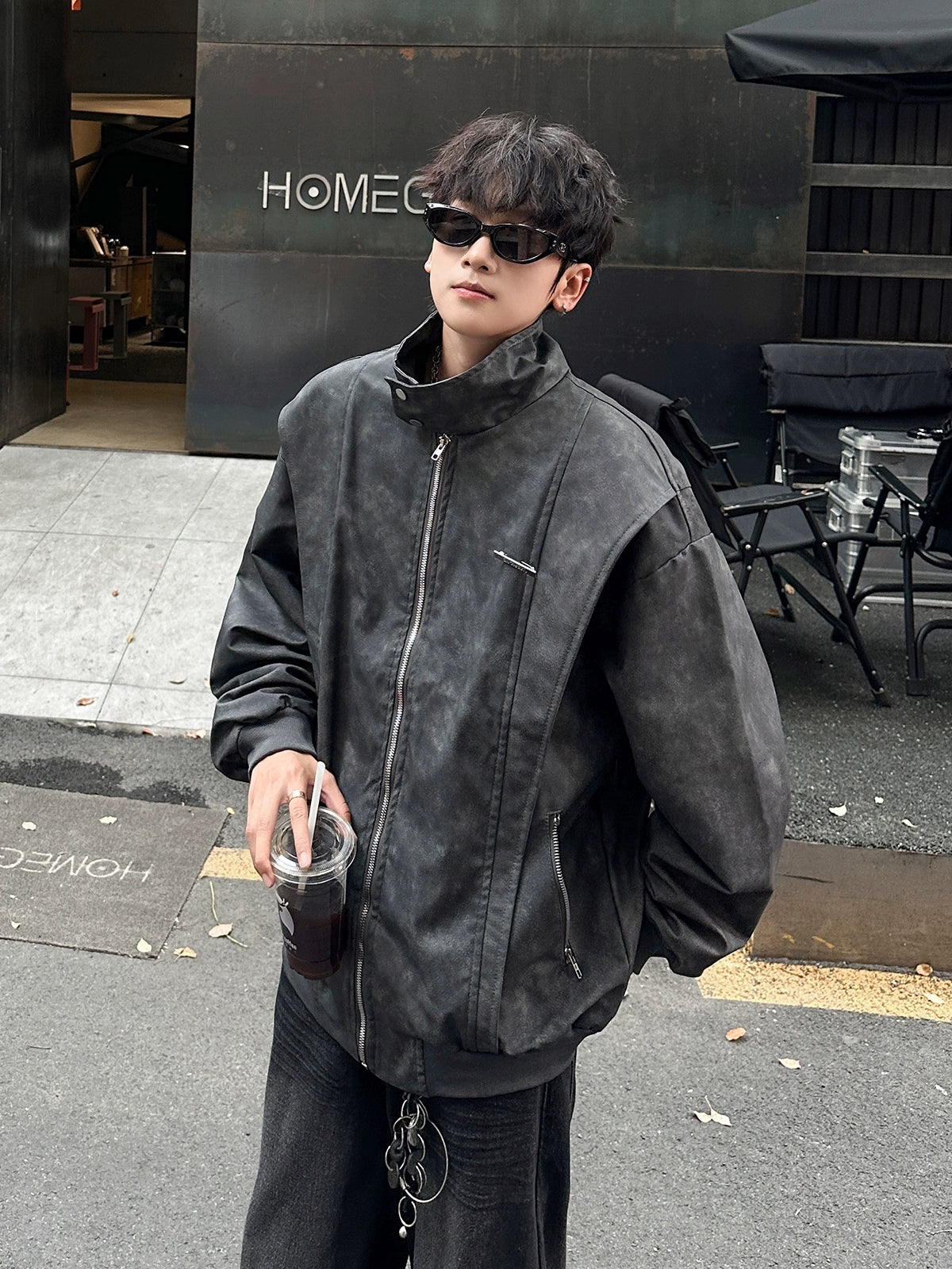 Oversized  Vintage Zip-Up Jacket