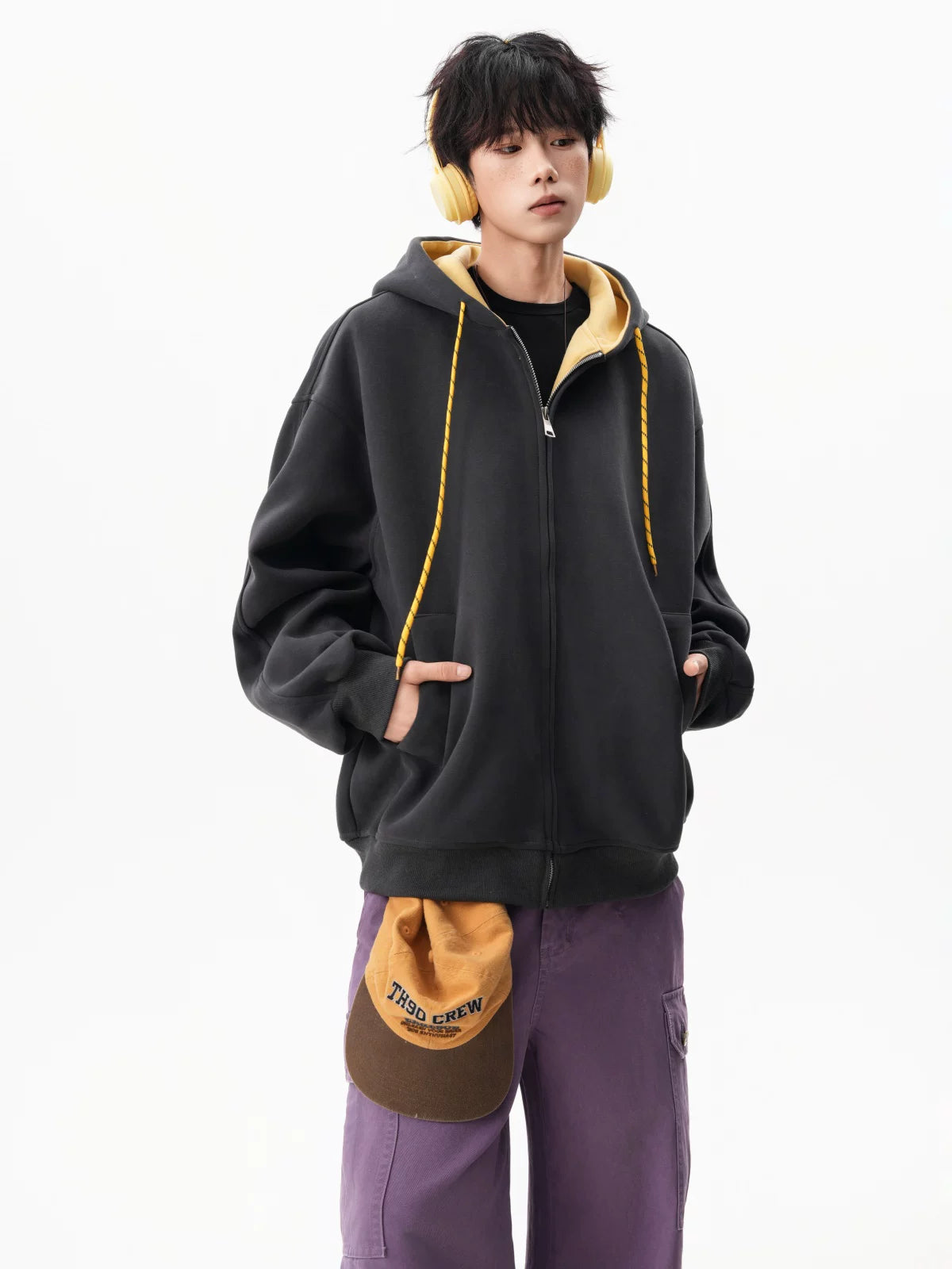 Echo Cord Contrast Zip Hoodie