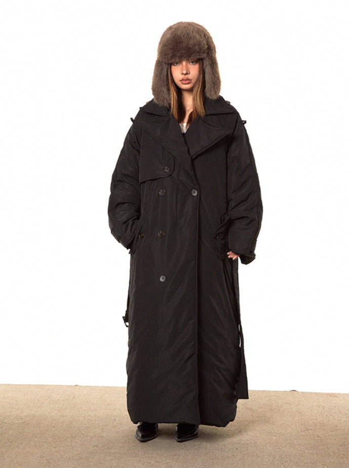 Double-Breasted Long Puffer Coat