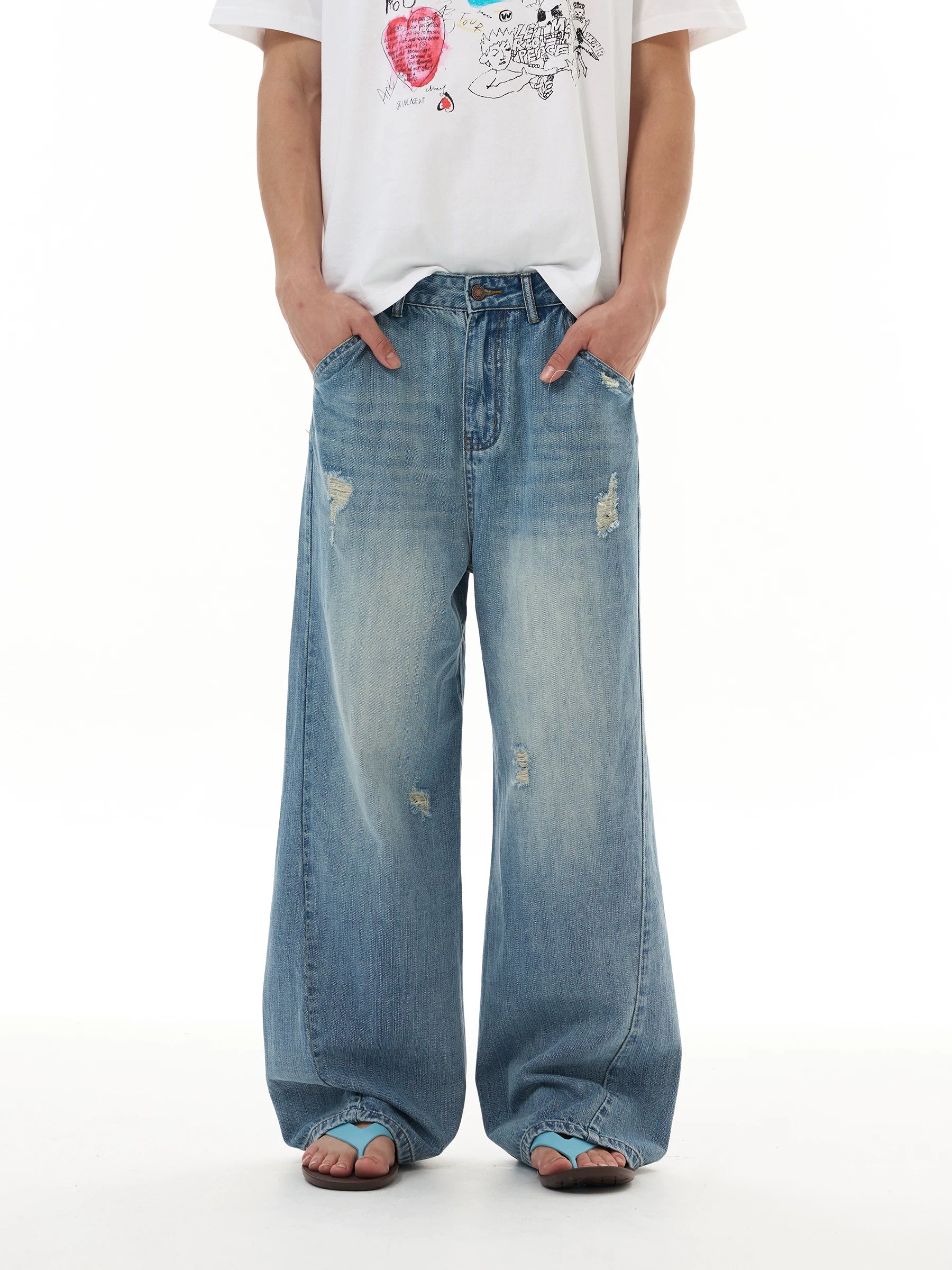 Ocean Fade Super‑Wide Jeans